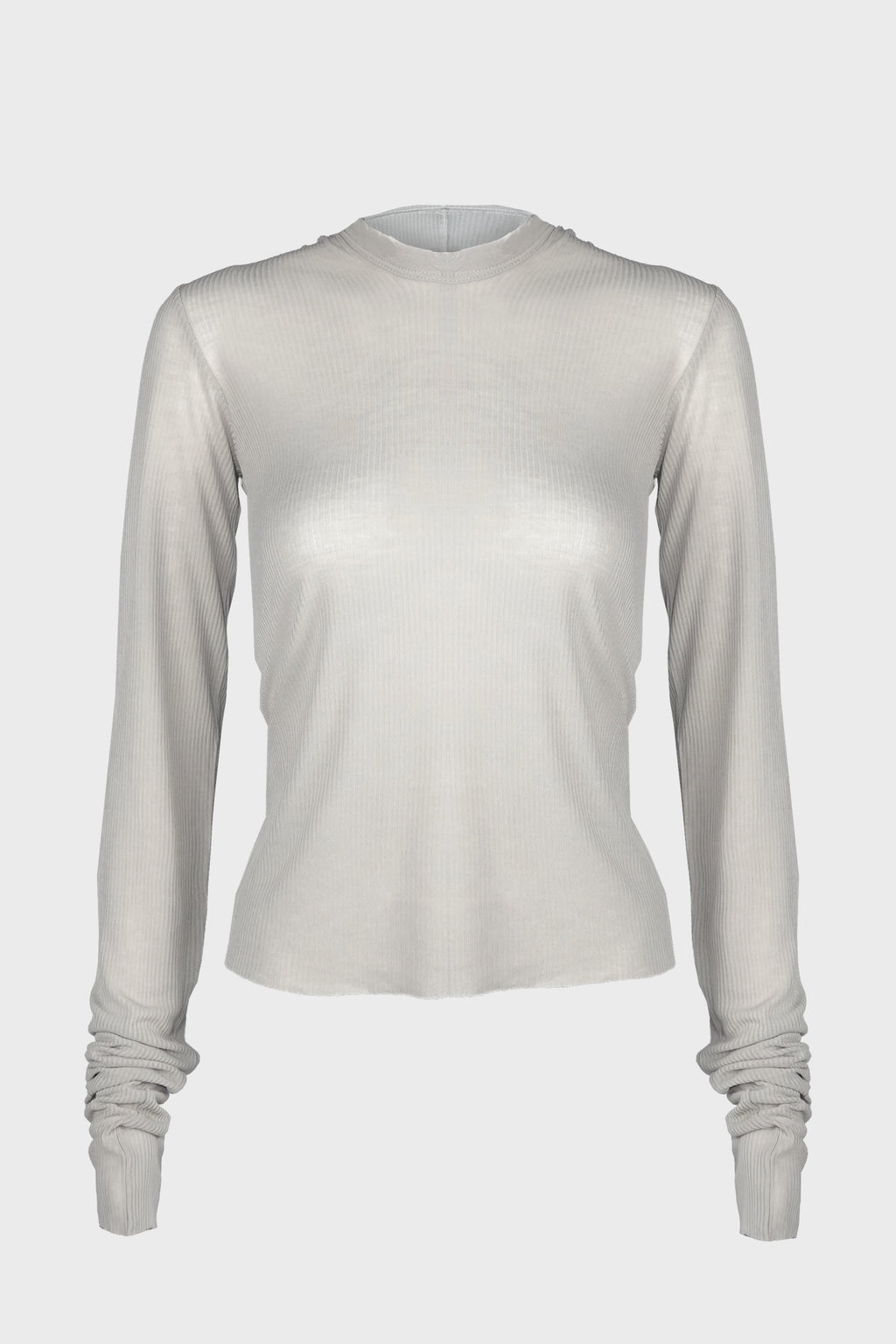 CROPPED HOODED RIB LS T PEARL