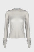 CROPPED HOODED RIB LS T PEARL
