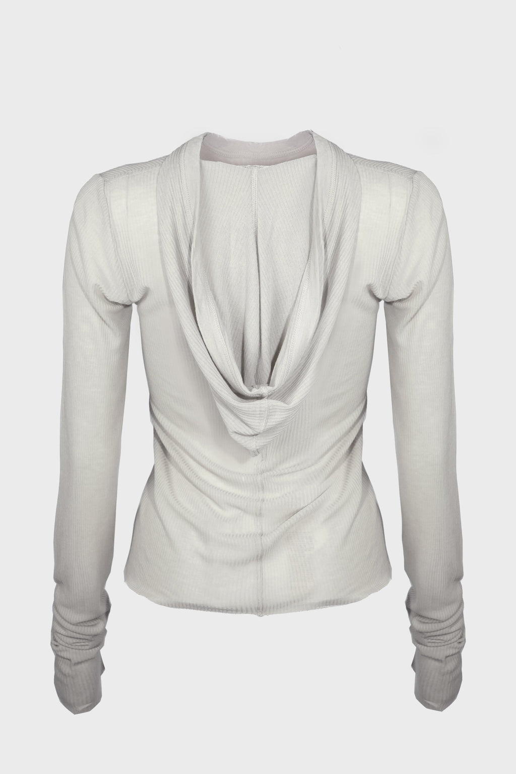 CROPPED HOODED RIB LS T PEARL