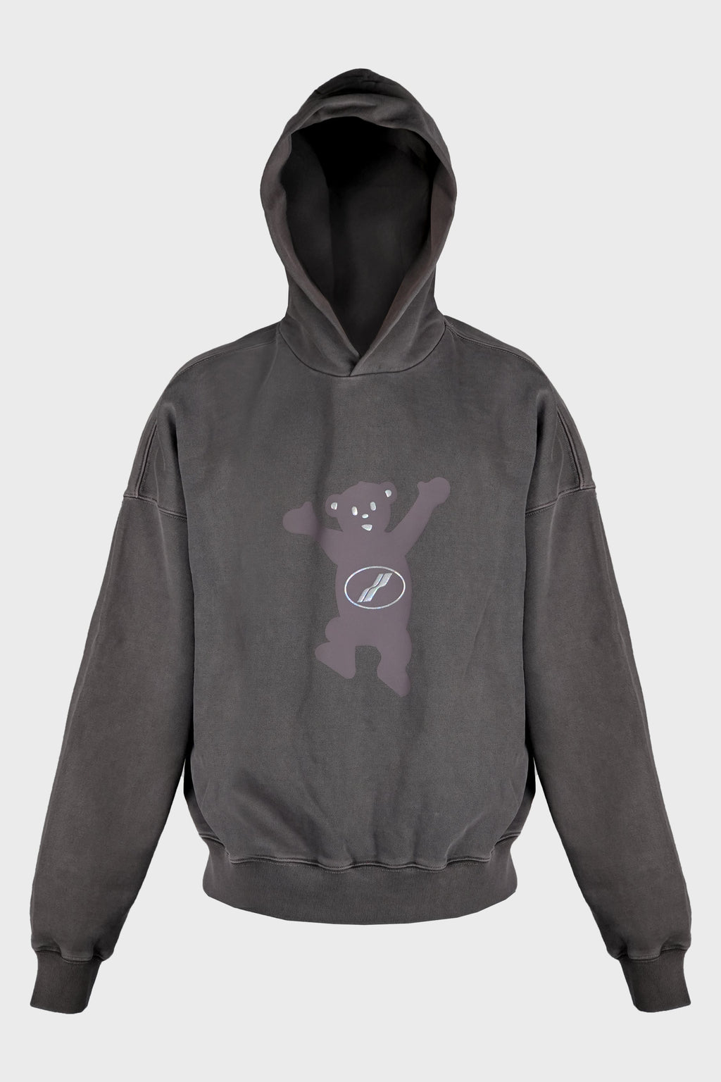 CHARCOAL NEW TEDDY LOGO PIGMENT HOODIE