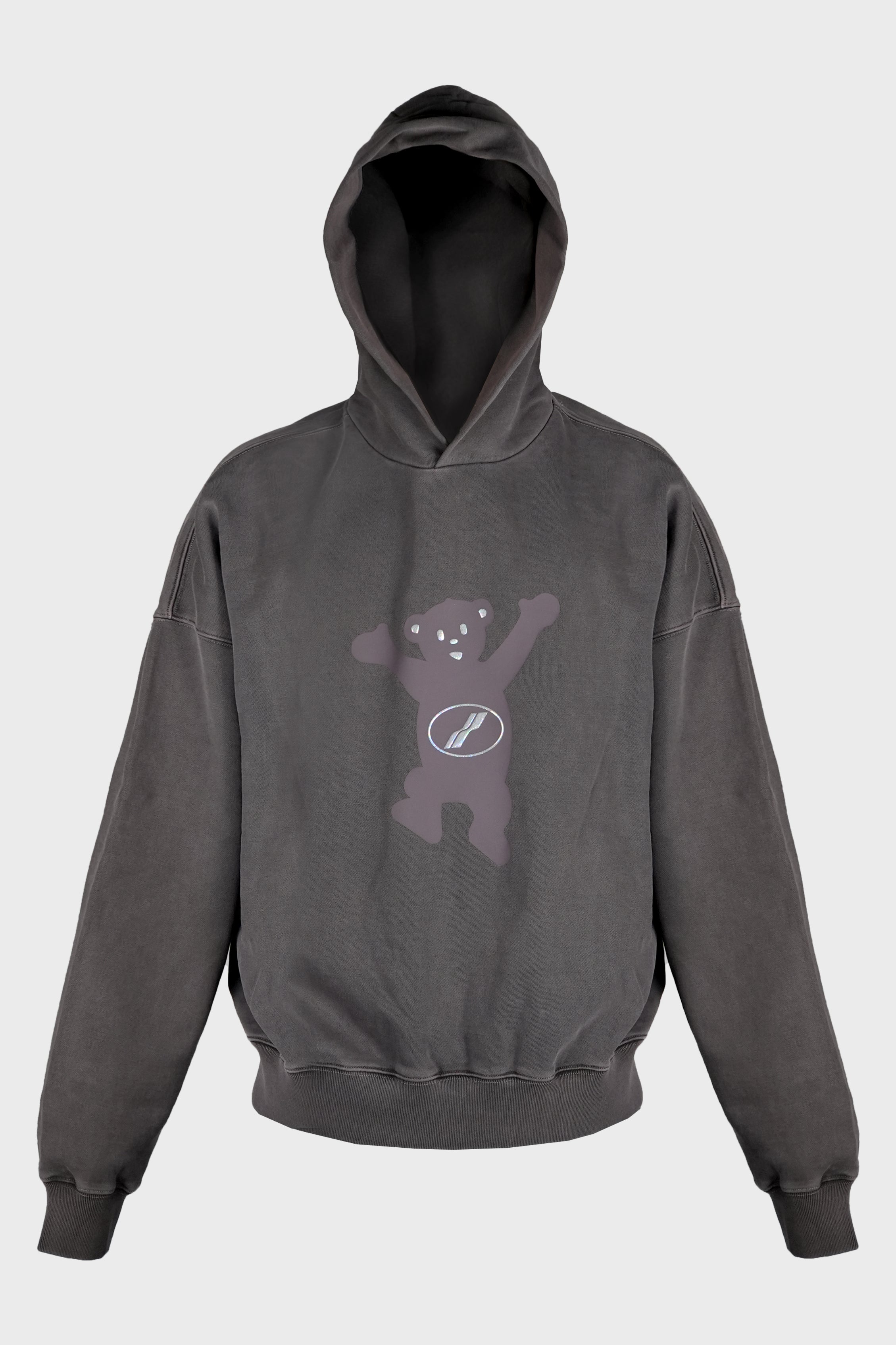 CHARCOAL NEW TEDDY LOGO PIGMENT HOODIE