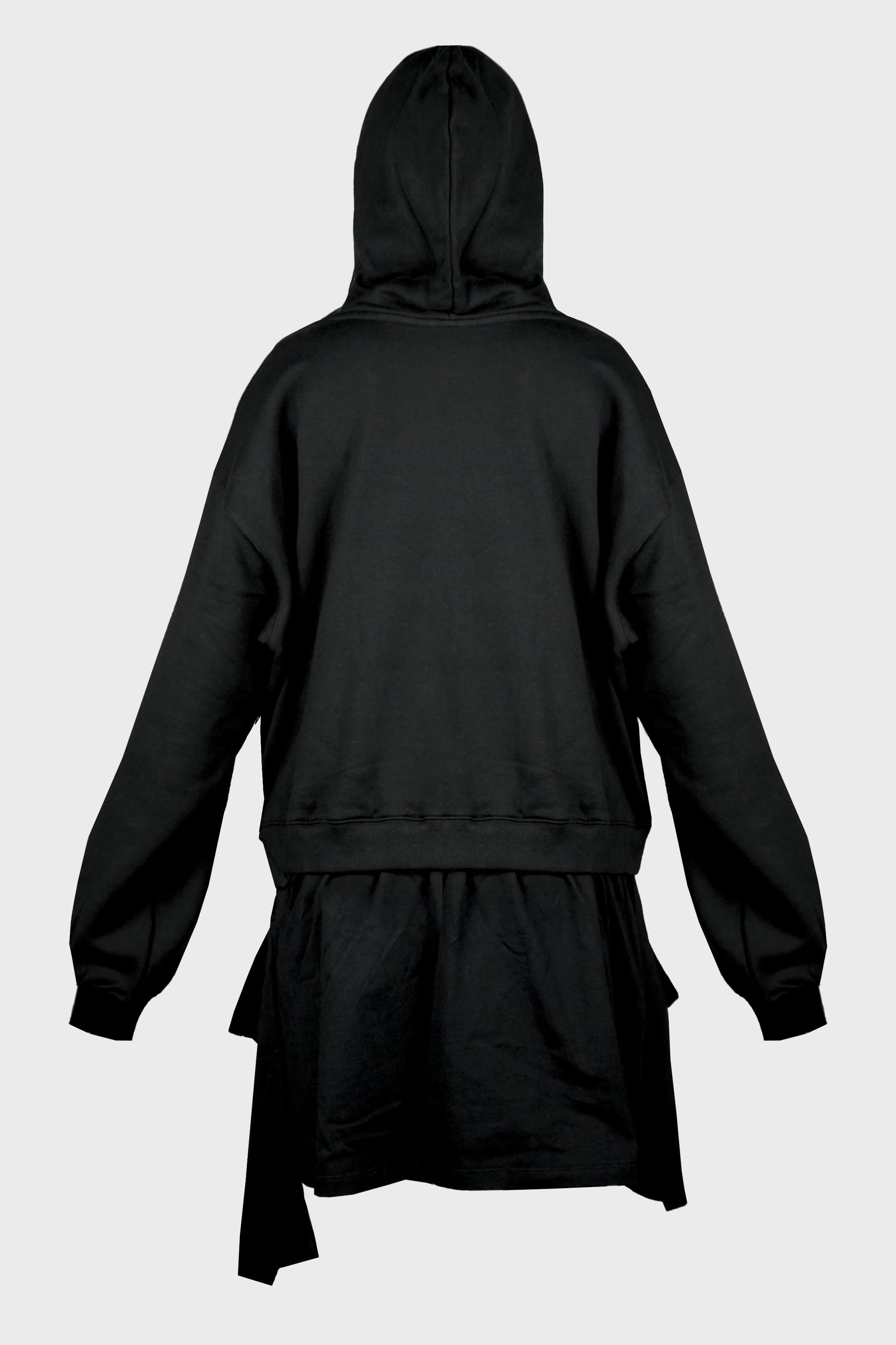 BLACK WOMENS T-SHIRT LAYERED JERSEY DRESS