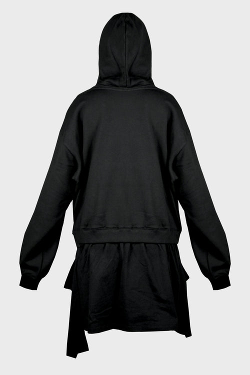 BLACK WOMENS T-SHIRT LAYERED JERSEY DRESS