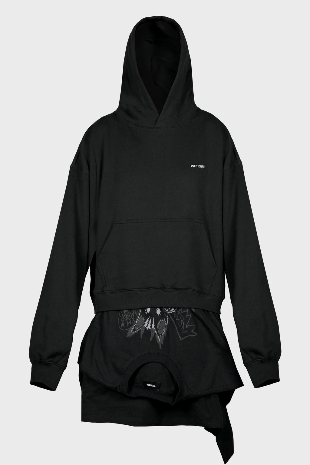 BLACK WOMENS T-SHIRT LAYERED JERSEY DRESS