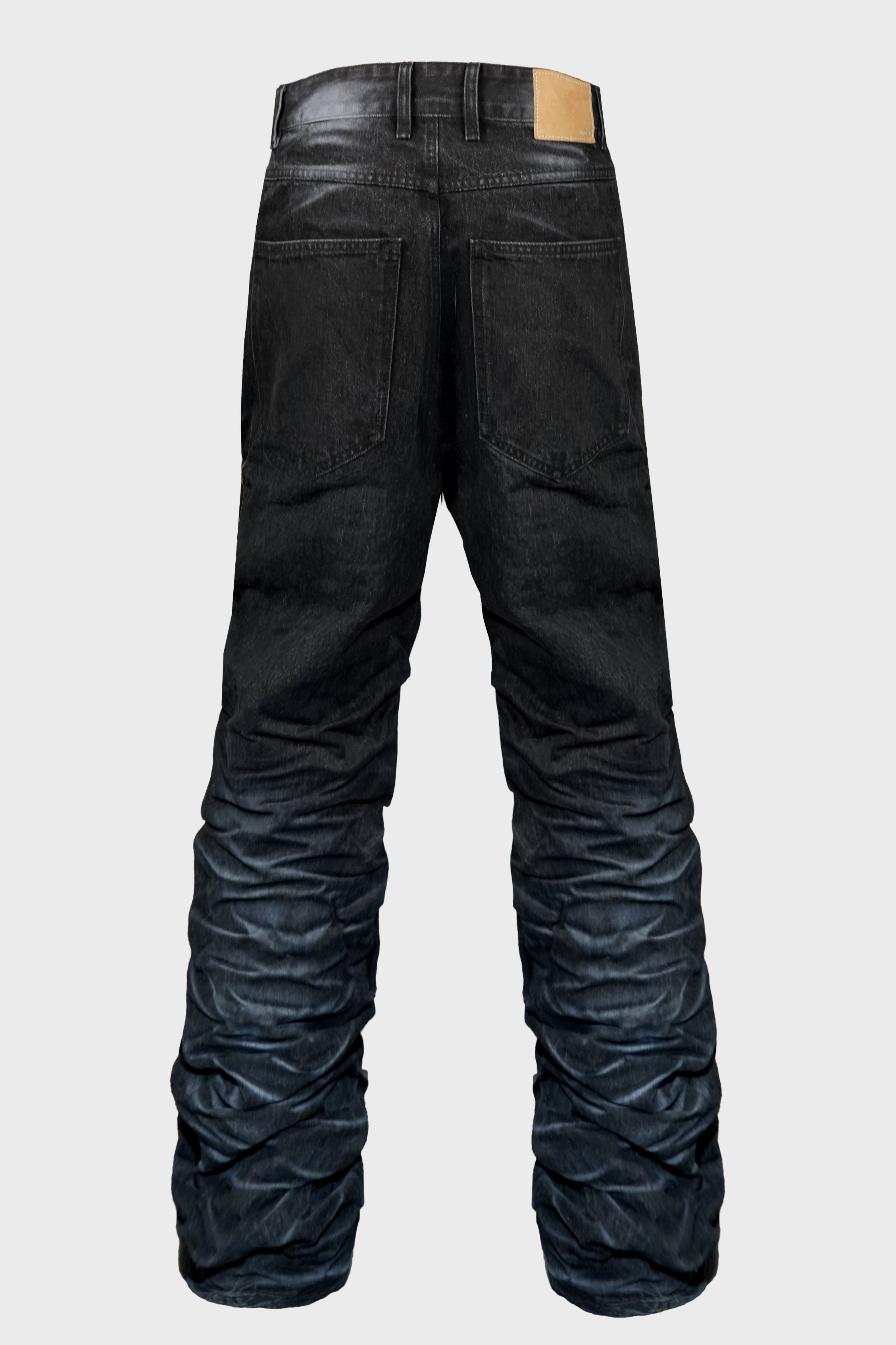 BLACK MENS TEXTURED FOLD DENIM JEANS