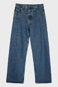 PINCHED CUT-UP JEANS MID BLUE