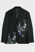 CHAIN EMBROIDERY HEAVY WOOL JACKET BLACK