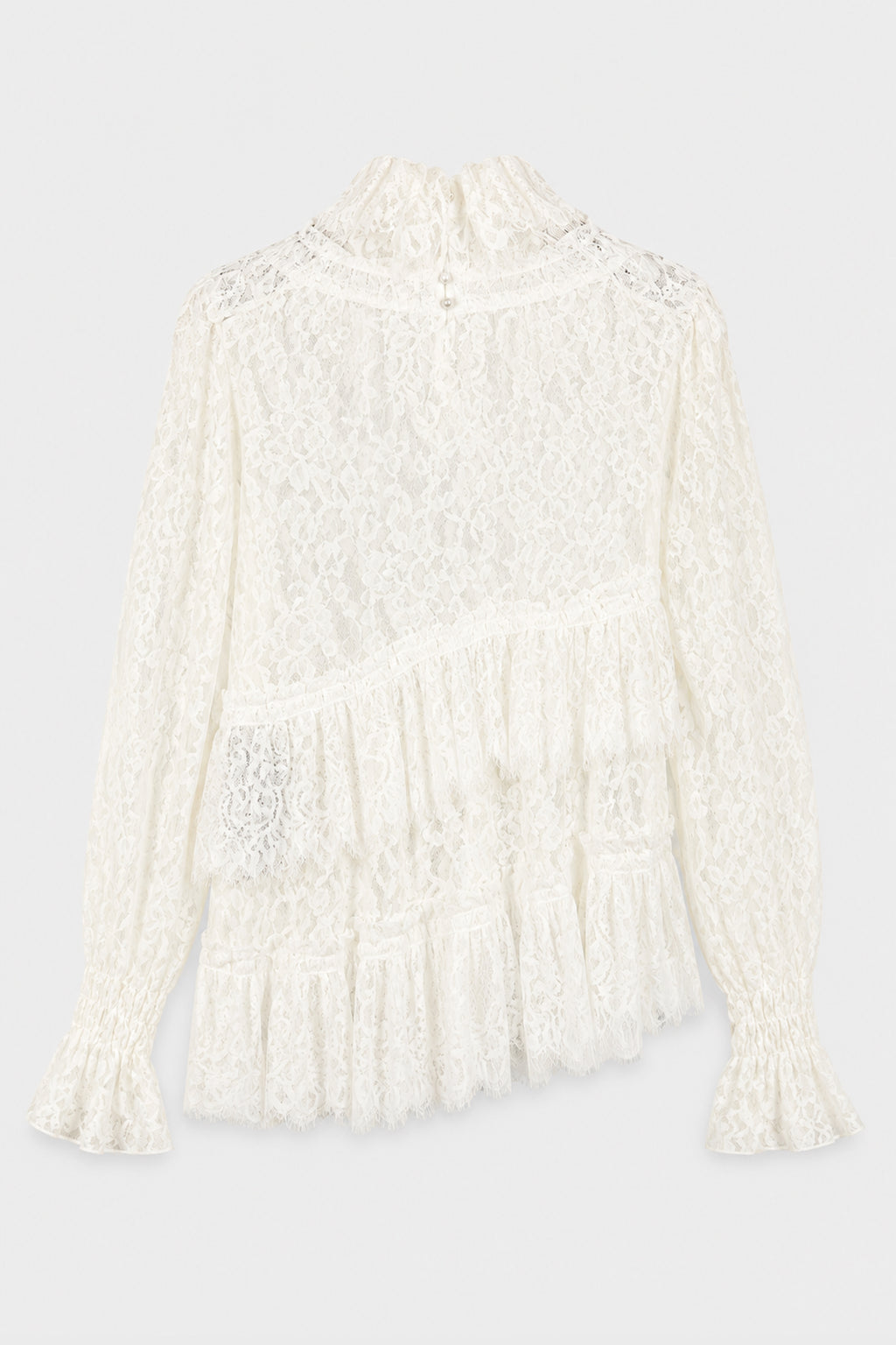 HAGINA RUFFLED PLASTRON TOP NATURAL WHITE