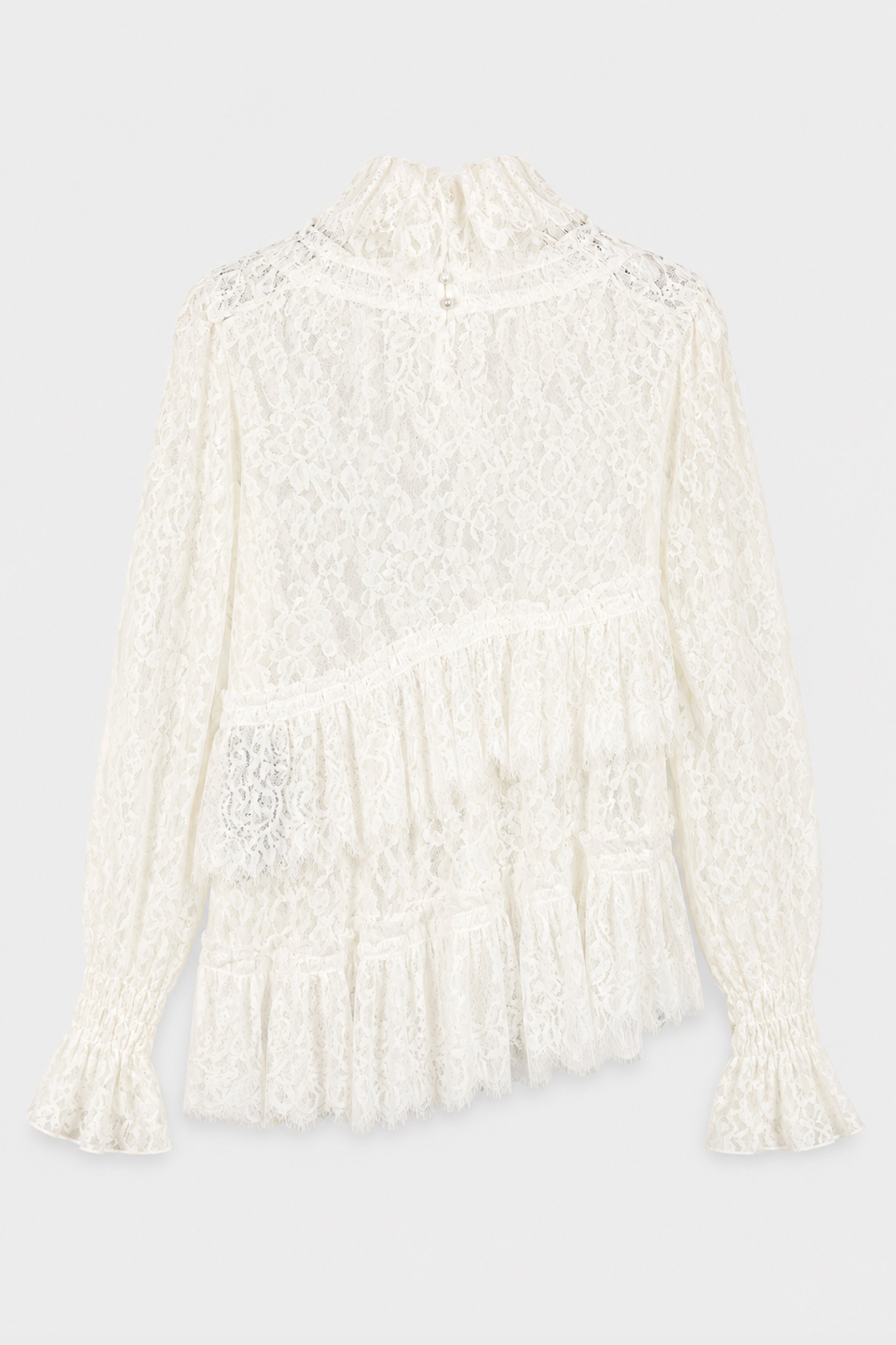 HAGINA RUFFLED PLASTRON TOP NATURAL WHITE