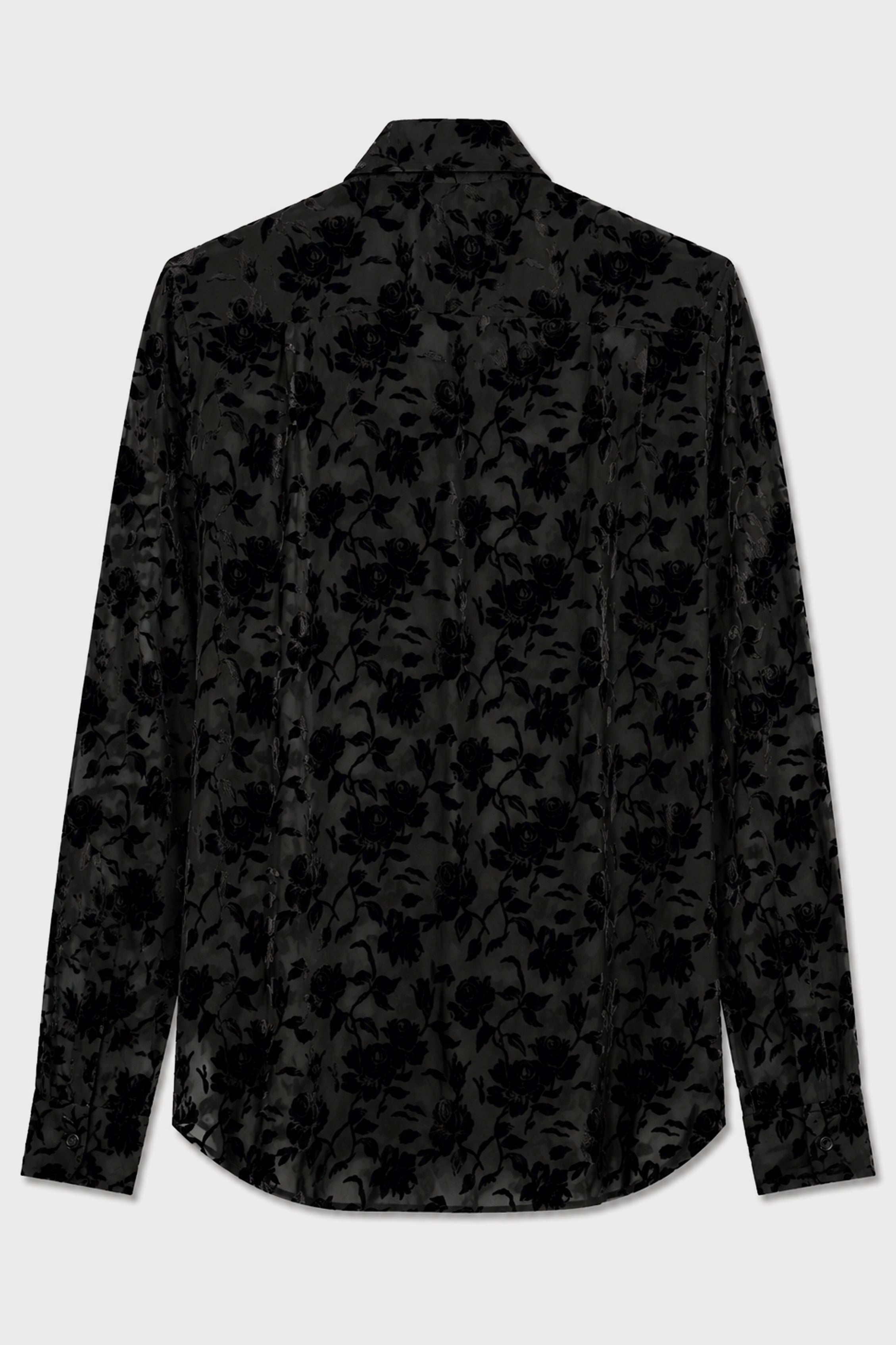 ANDRE CLASSIC SHIRT ROSES DEVORÉ VELVET BLACK