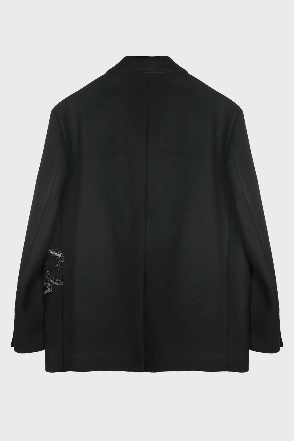 CHAIN EMBROIDERY HEAVY WOOL JACKET BLACK