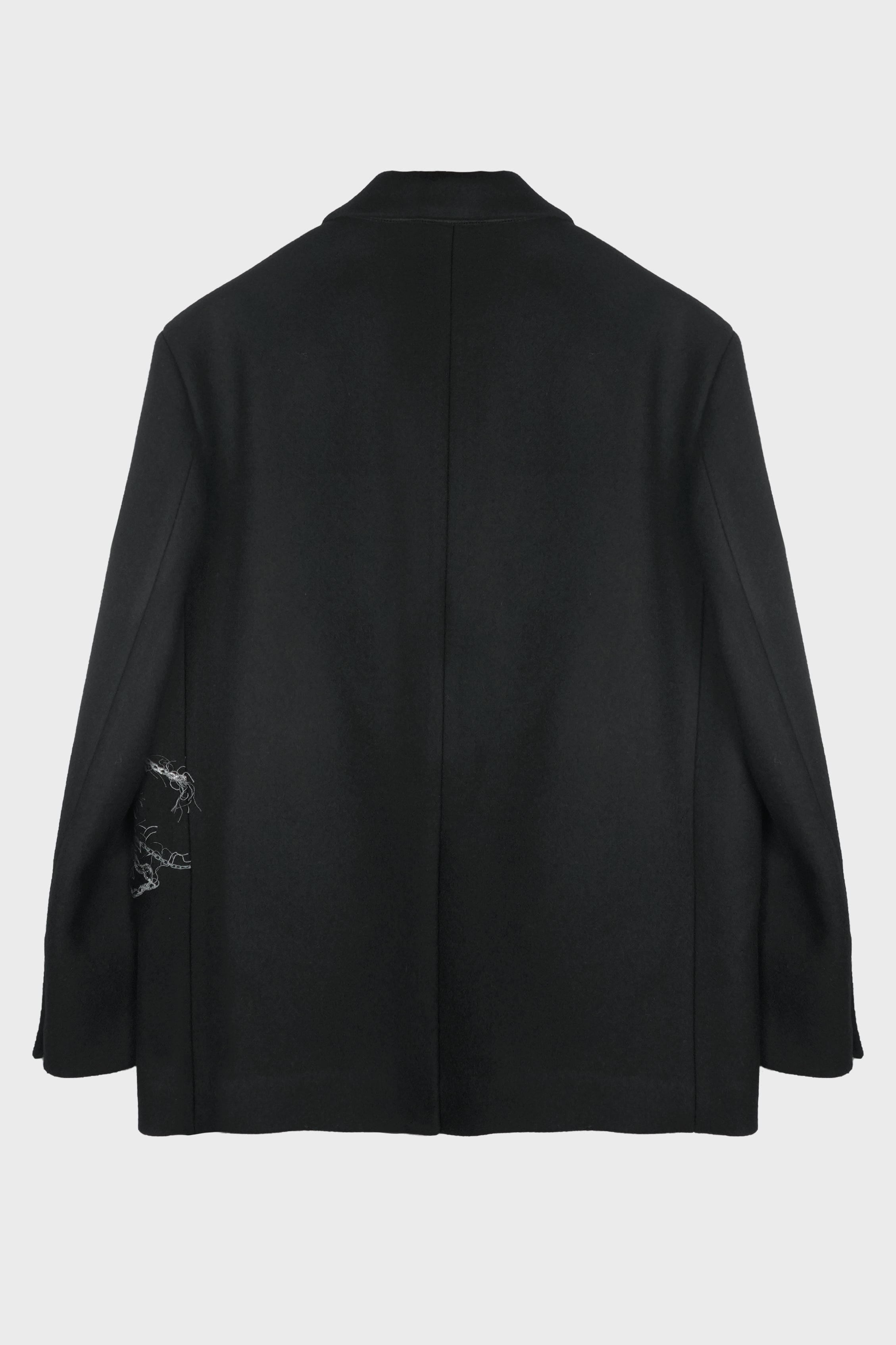 CHAIN EMBROIDERY HEAVY WOOL JACKET BLACK