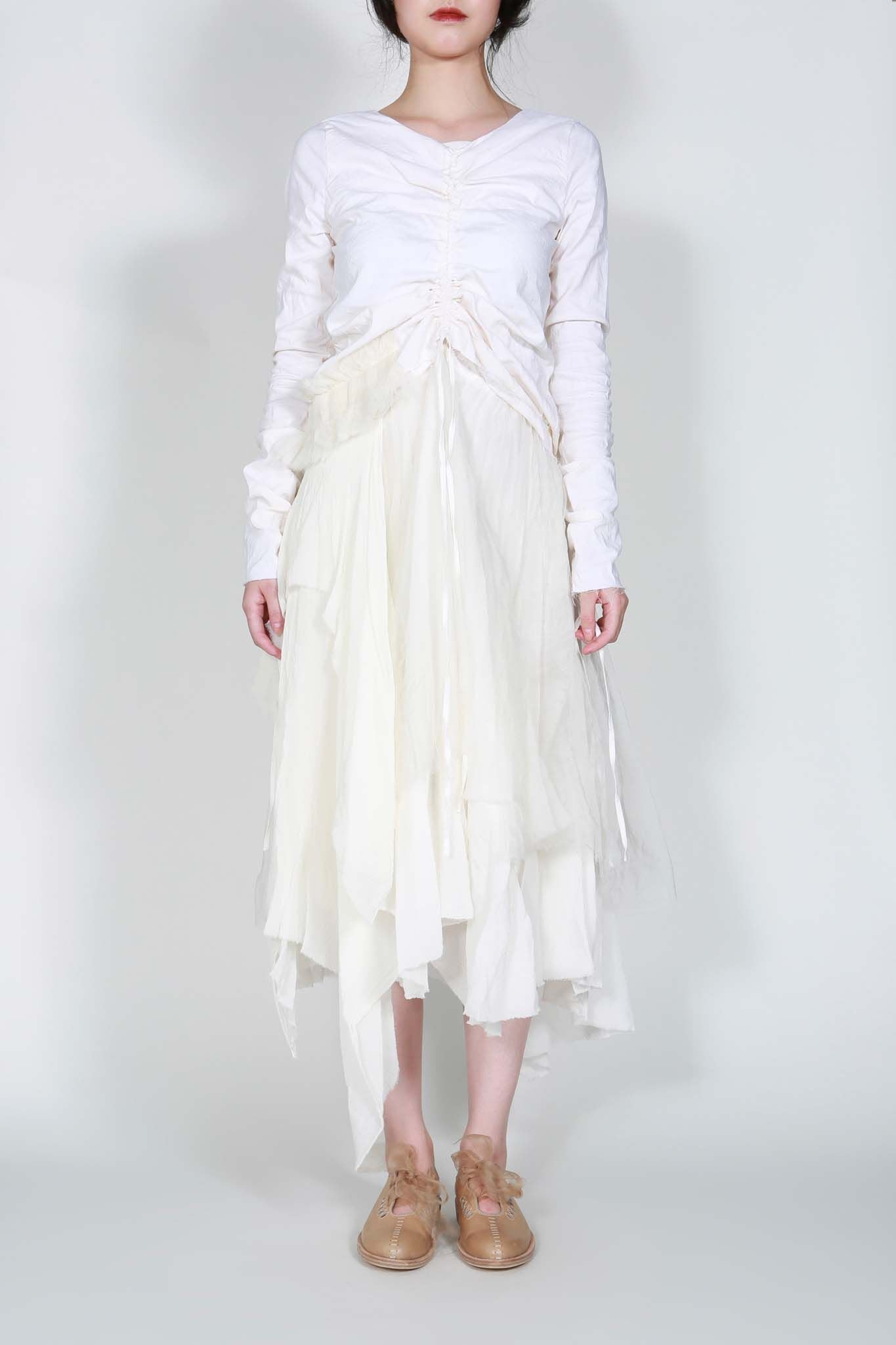 OFF WHITE SOPWITH LAYERED ORGANZA STRETCH DRESS