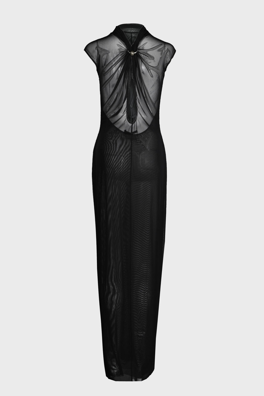 MESH SLEEVELESS LONG DRESS WITH SEQUINS