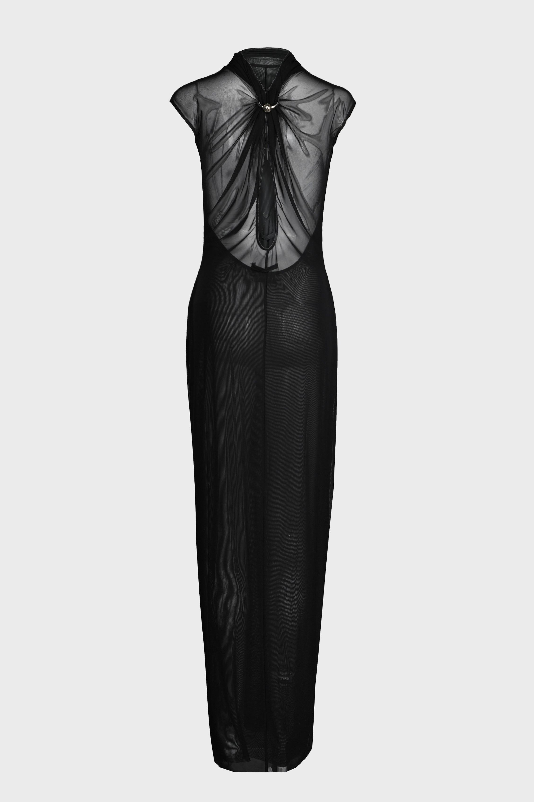 MESH SLEEVELESS LONG DRESS WITH SEQUINS