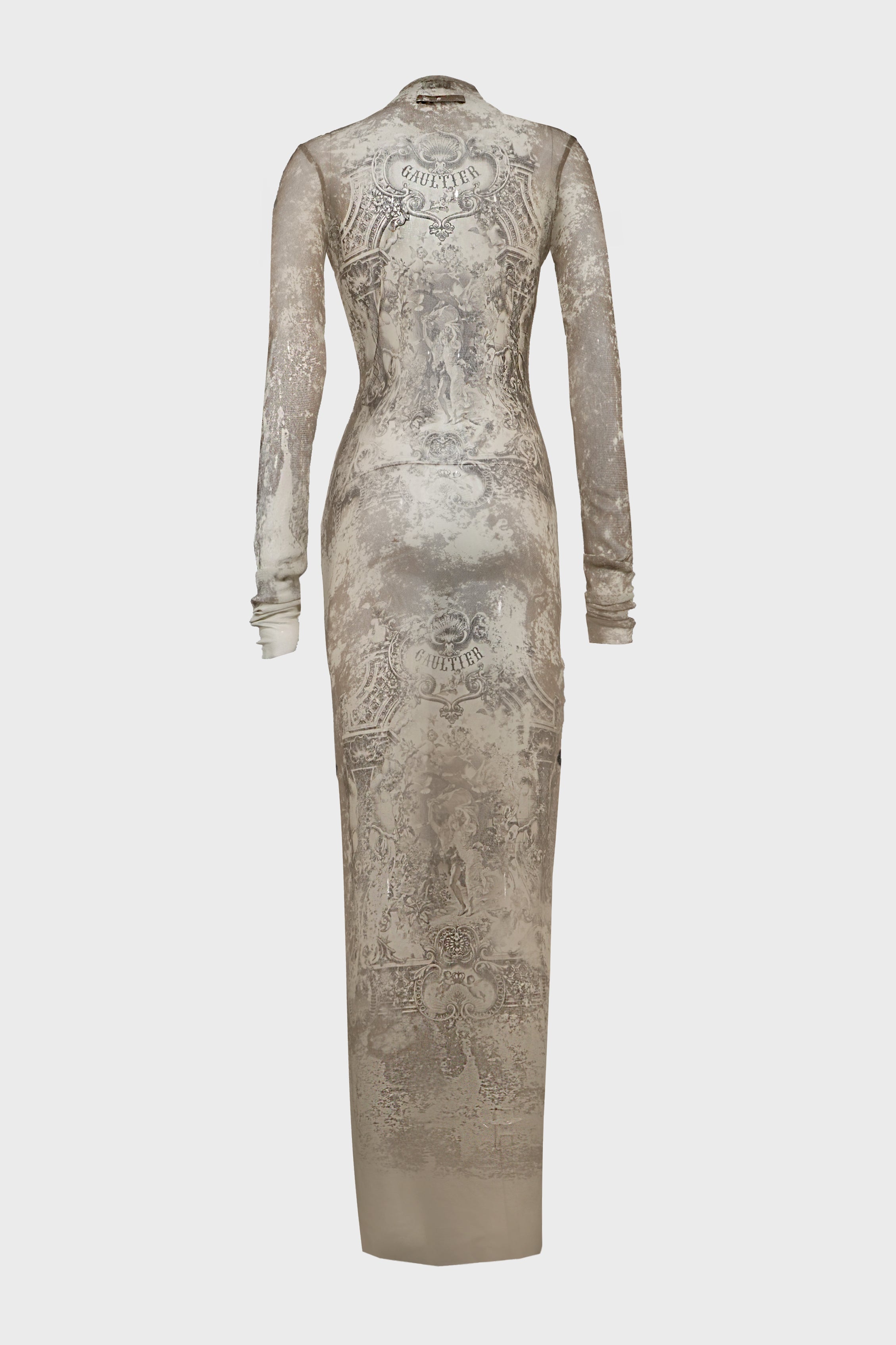 MESH LONG DRESS "MÉDAILLON" LIGHTBEIGE