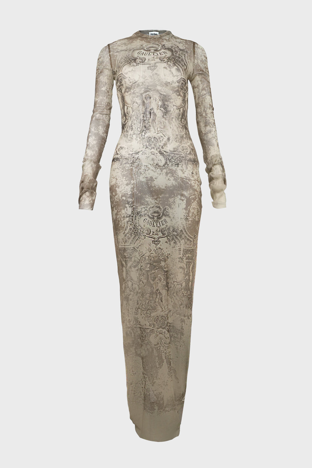 MESH LONG DRESS "MÉDAILLON" LIGHTBEIGE