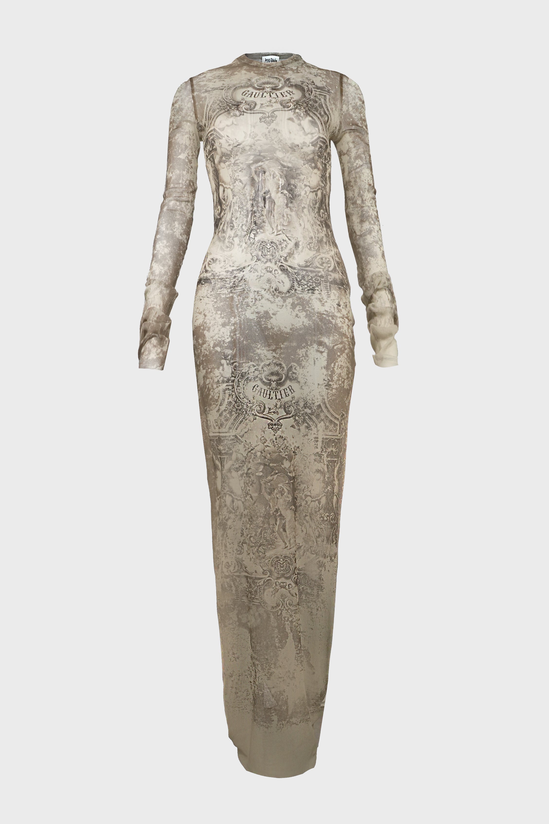 MESH LONG DRESS "MÉDAILLON" LIGHTBEIGE