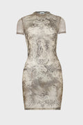 MESH SHORT DRESS "MÉDAILLON" LIGHTBEIGE