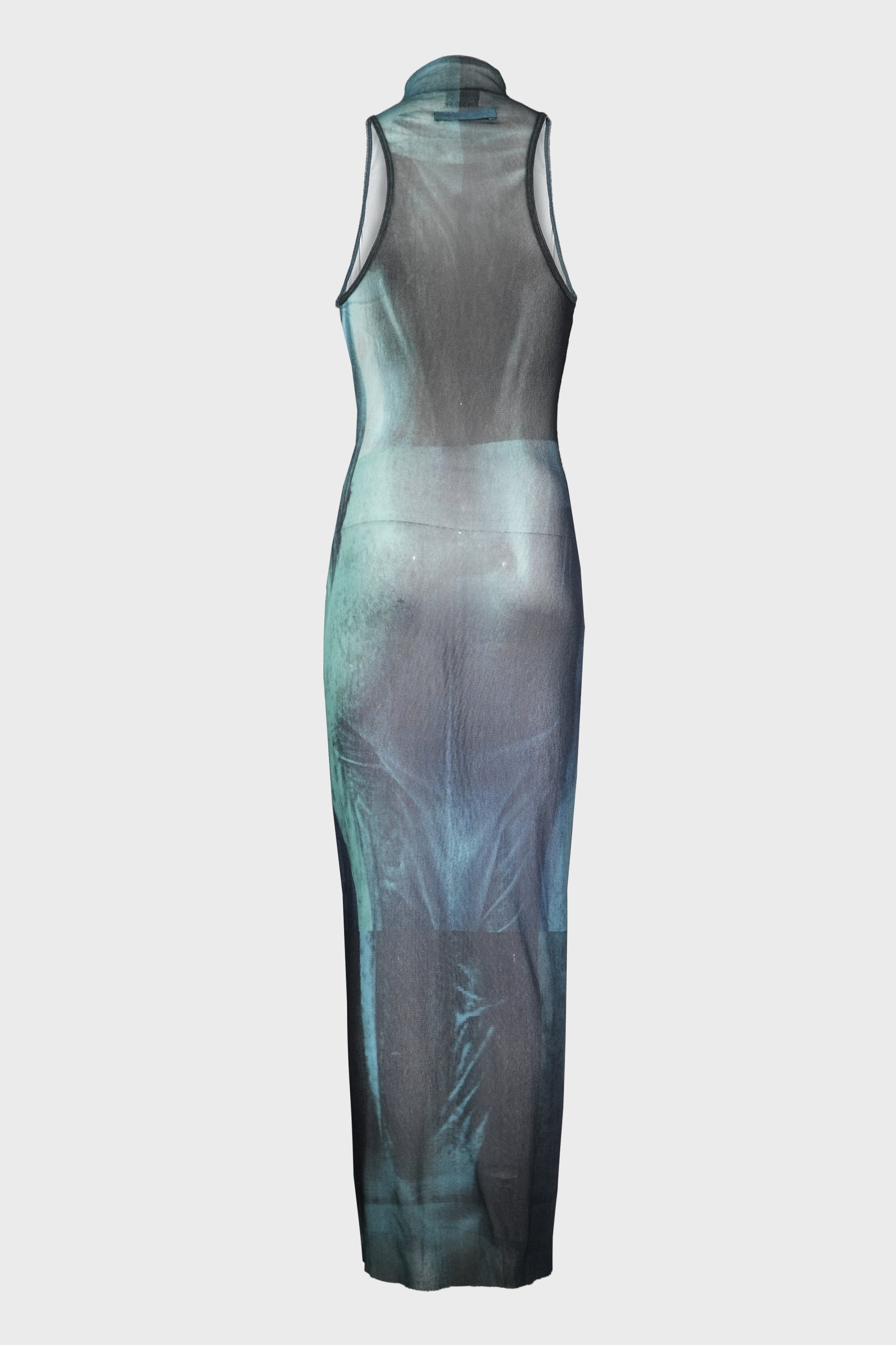 MESH HIGHNECK LONG DRESS "WATER"