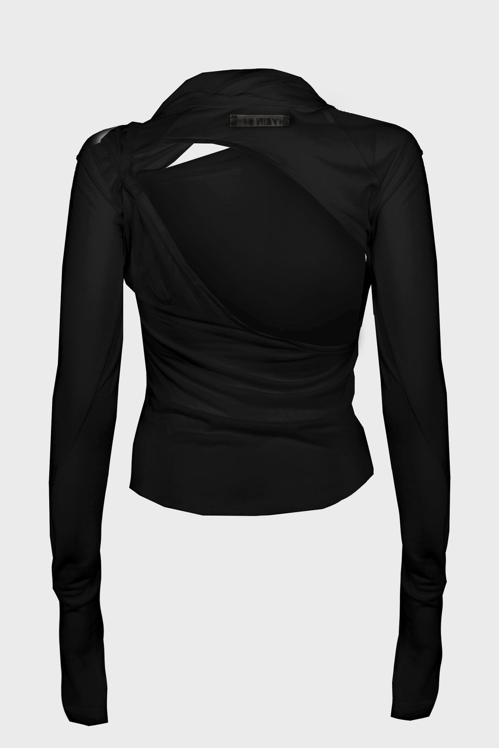 TIED LONG SLEEVE TOP BLACK