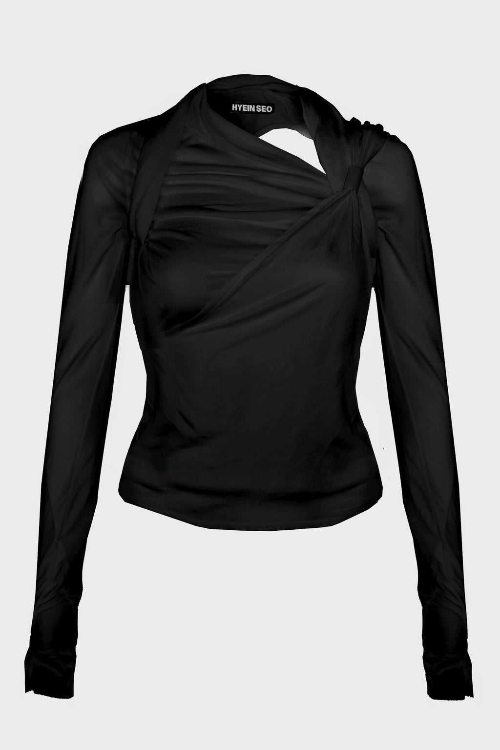 TIED LONG SLEEVE TOP BLACK