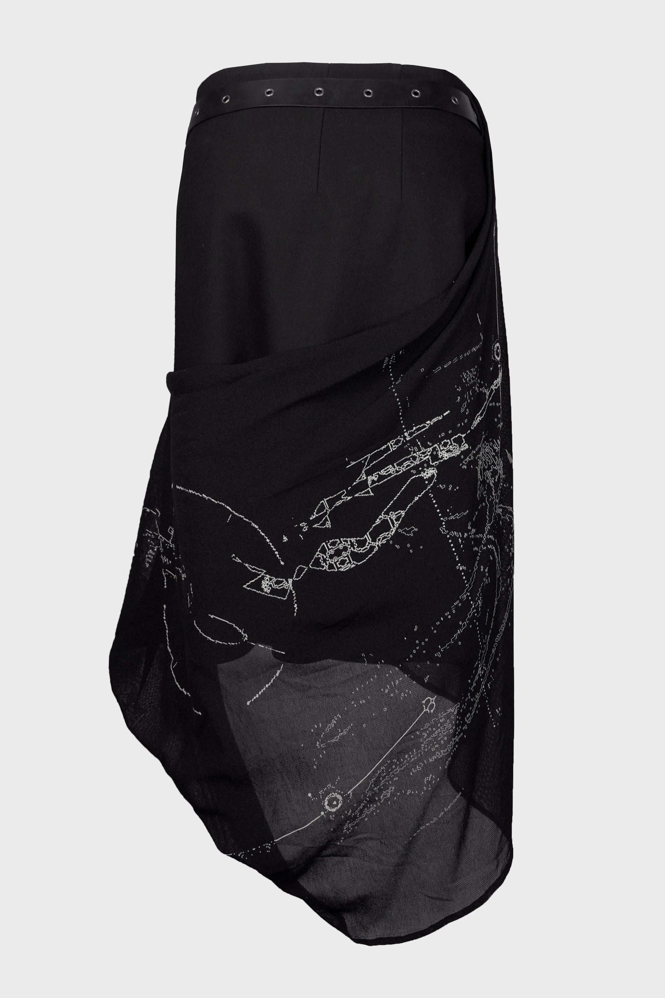 GRAPHIC WRAP SKIRT w/ GARTER BELT