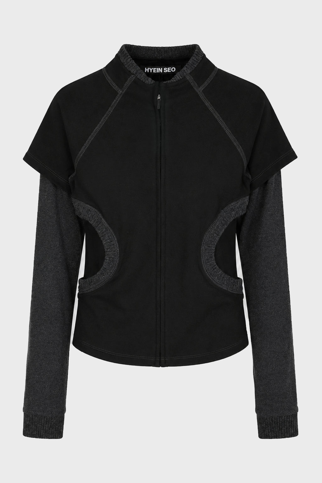 LAYERED ZIP TOP BLACK
