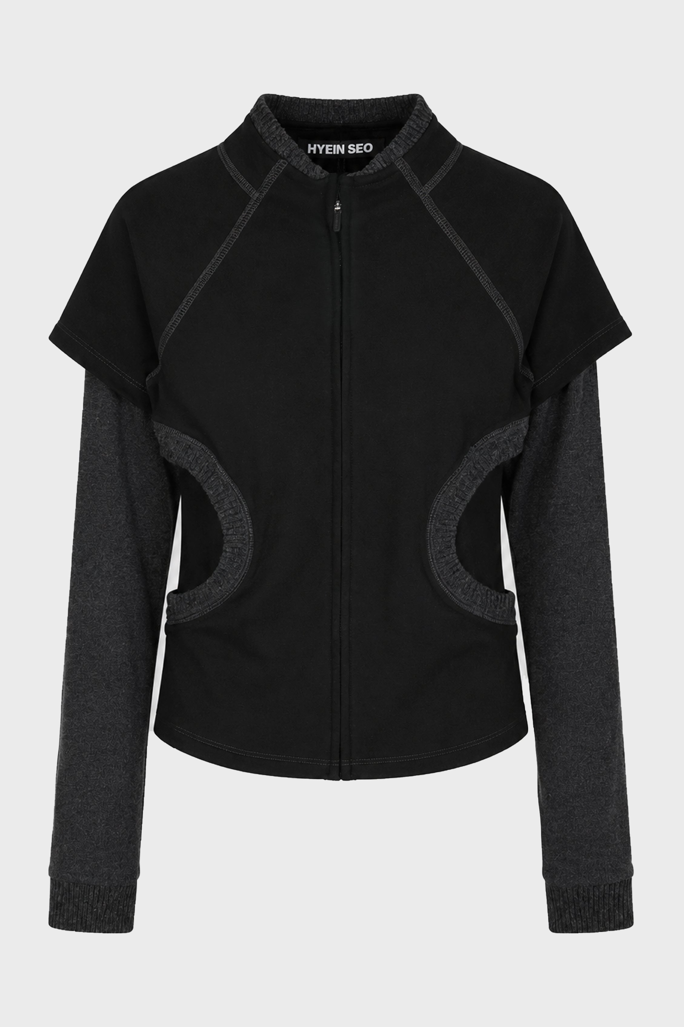 LAYERED ZIP TOP BLACK