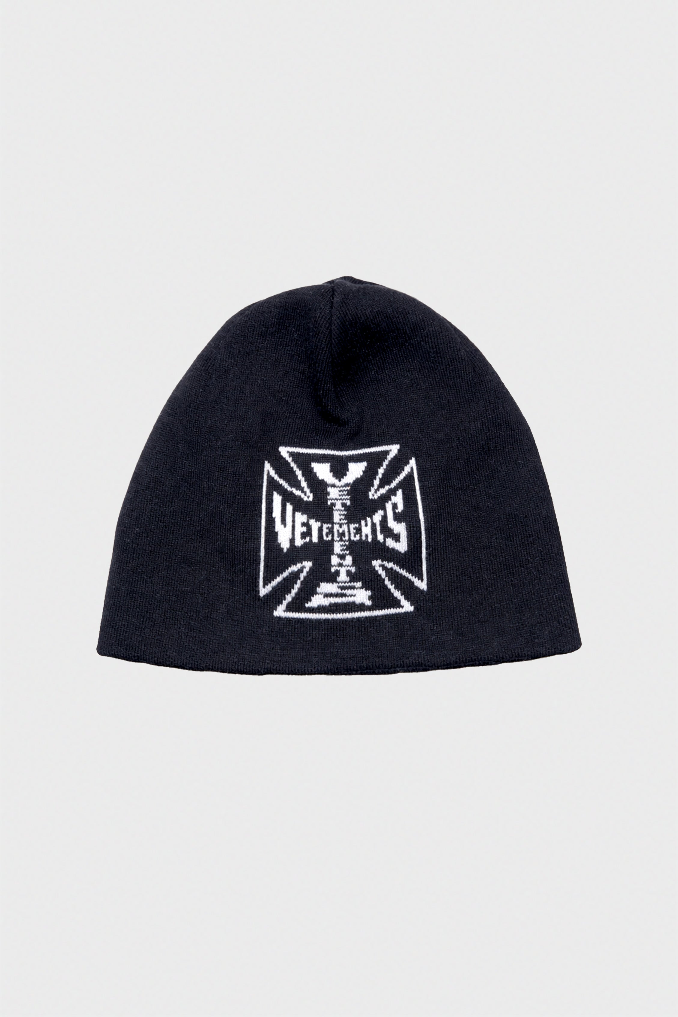BIKER CROSS LOGO BEANIE BLACK