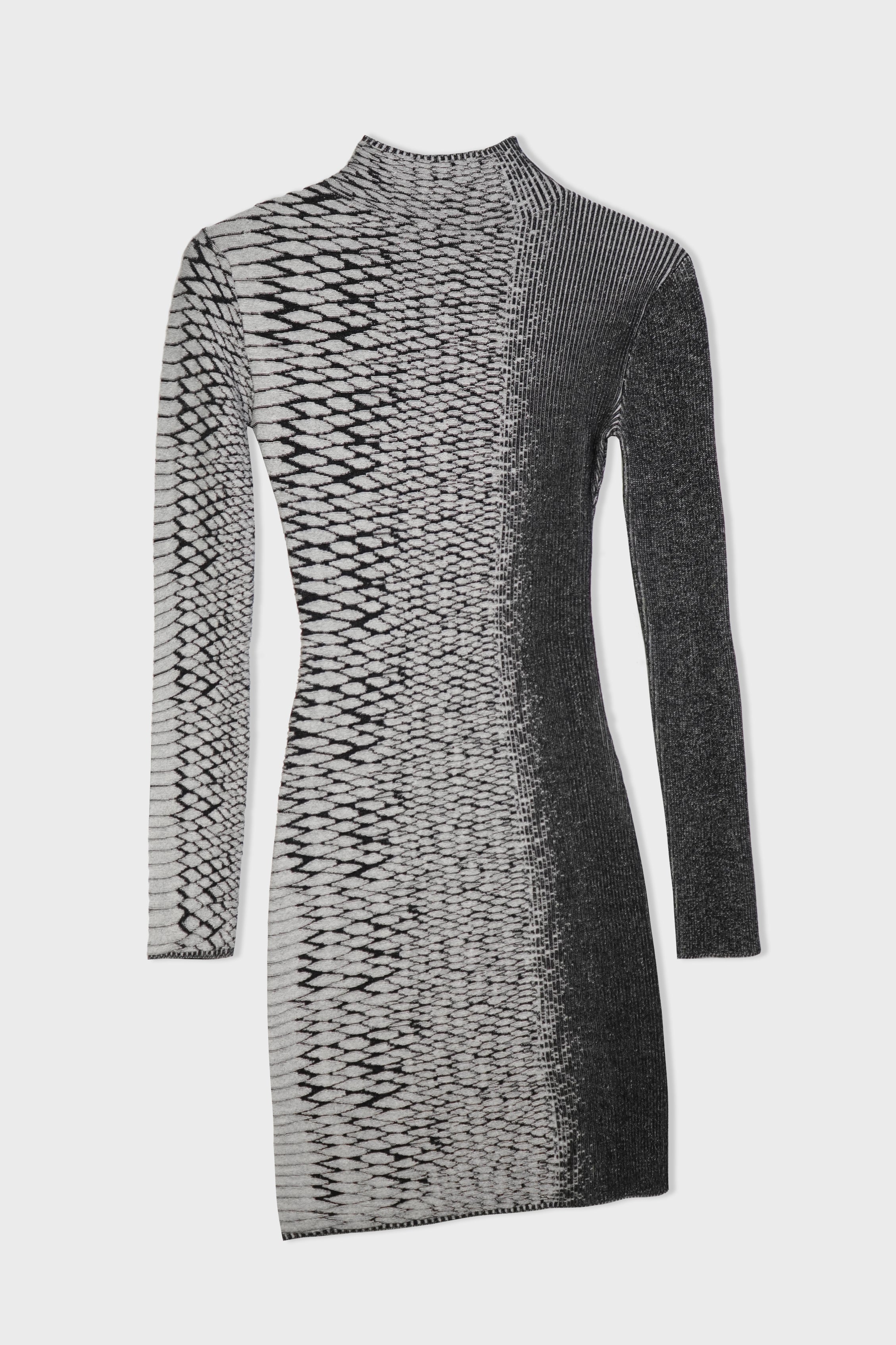 "3D SNAKE SKIN" LONG SLEEVES SHORT DRESS