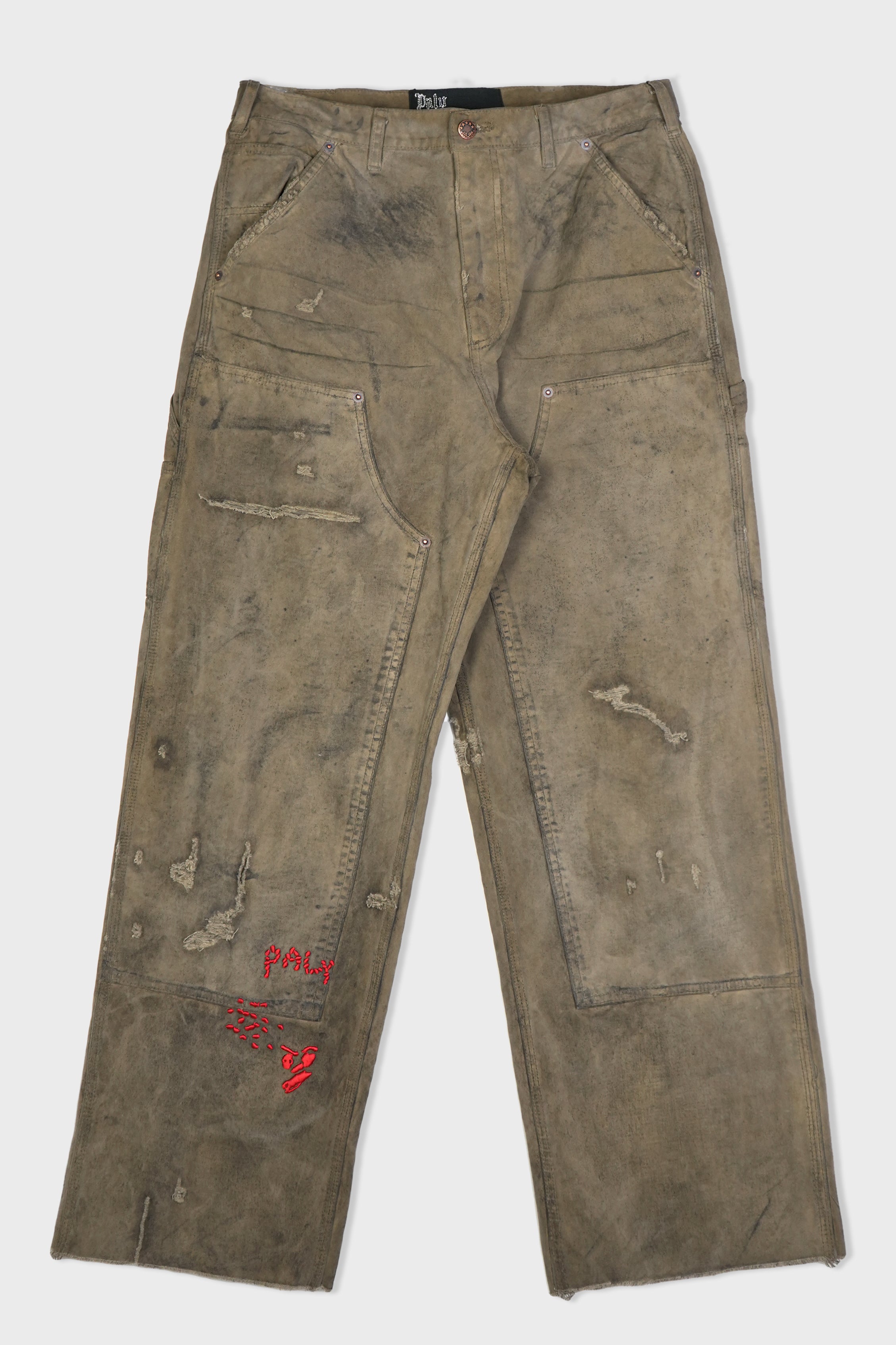 BEEN THRU IT WAXED CANVAS DBL KNEE PANT BROWN