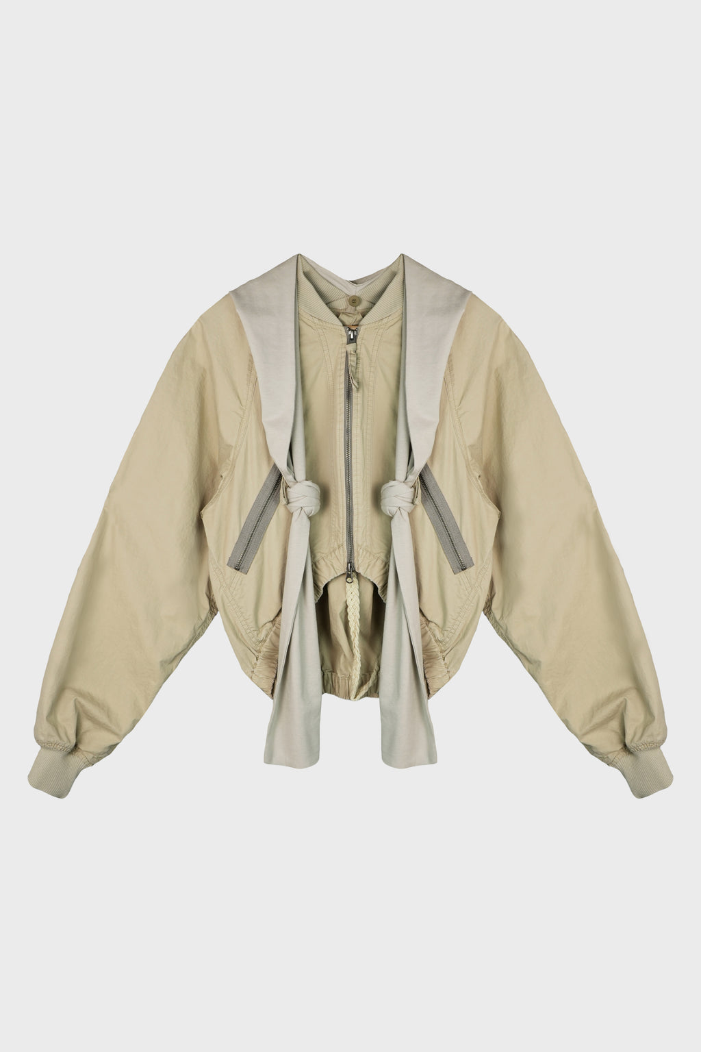 COTTON BOLERO JACKET w/ HOODIE BEIGE