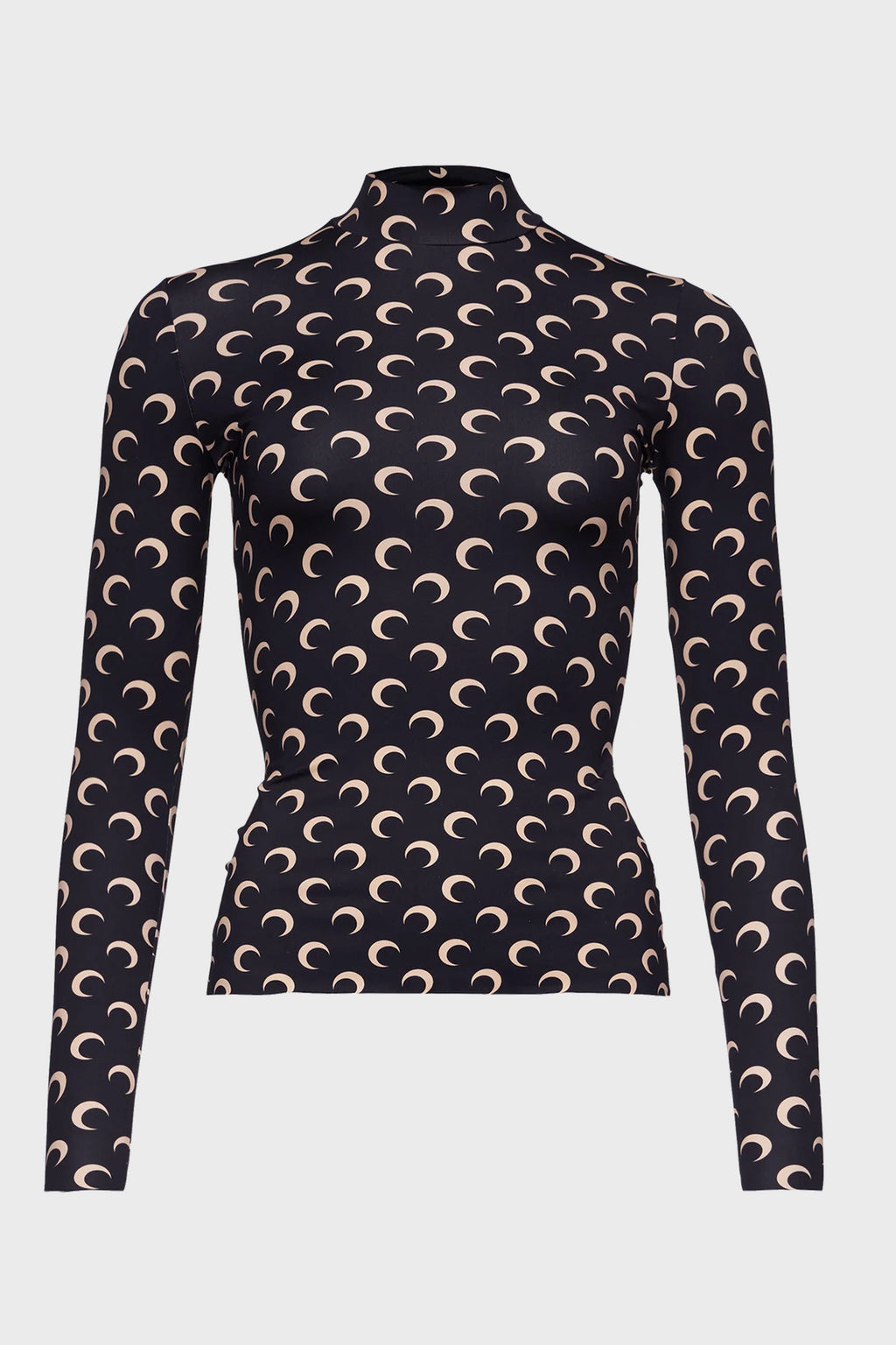 MOON PRINTED JERSEY LS HIGHNECK TOP INVERSE TAN