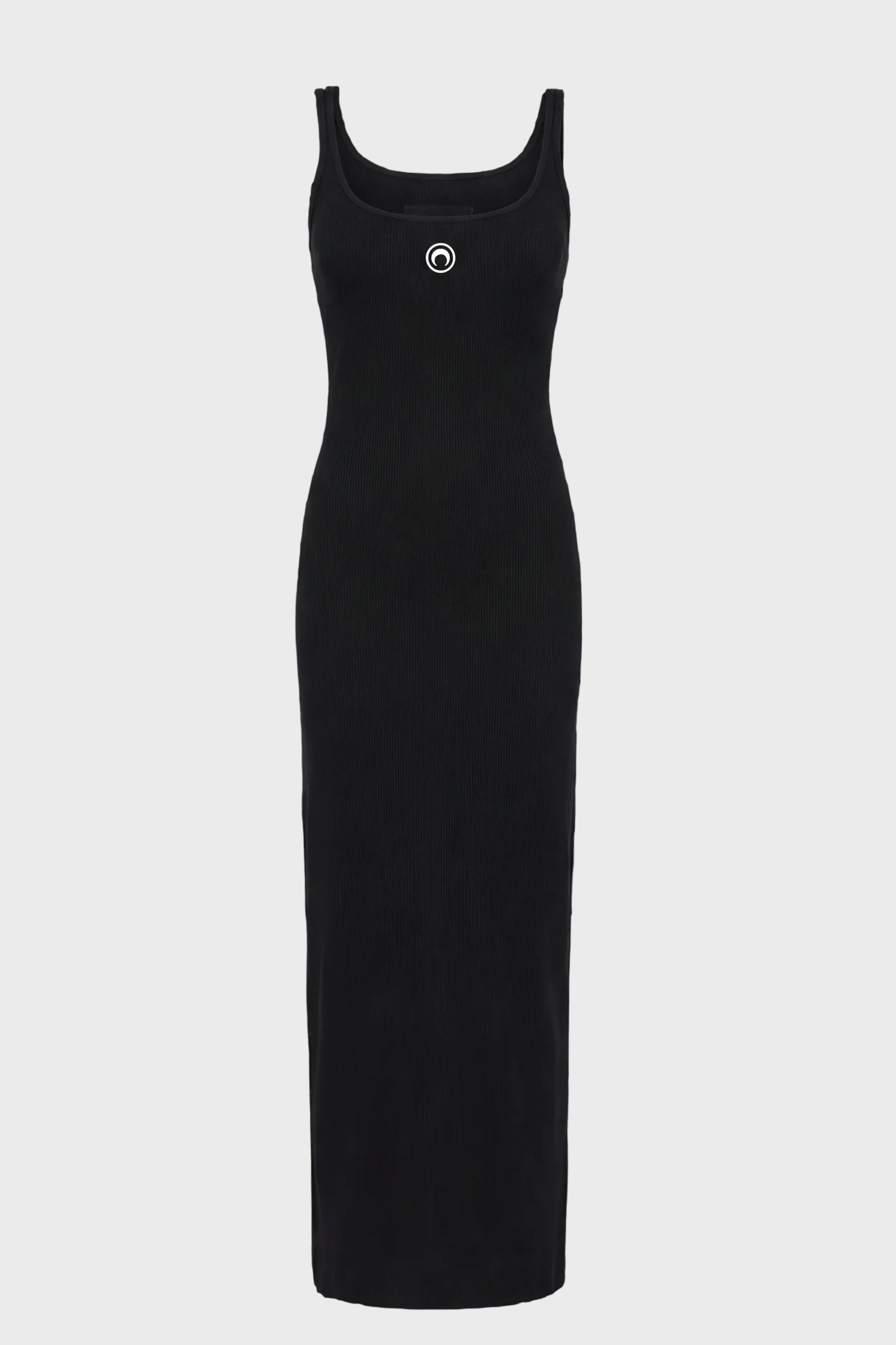 MOON LOGO RIBBED JERSEY LONG DRESS BLACK