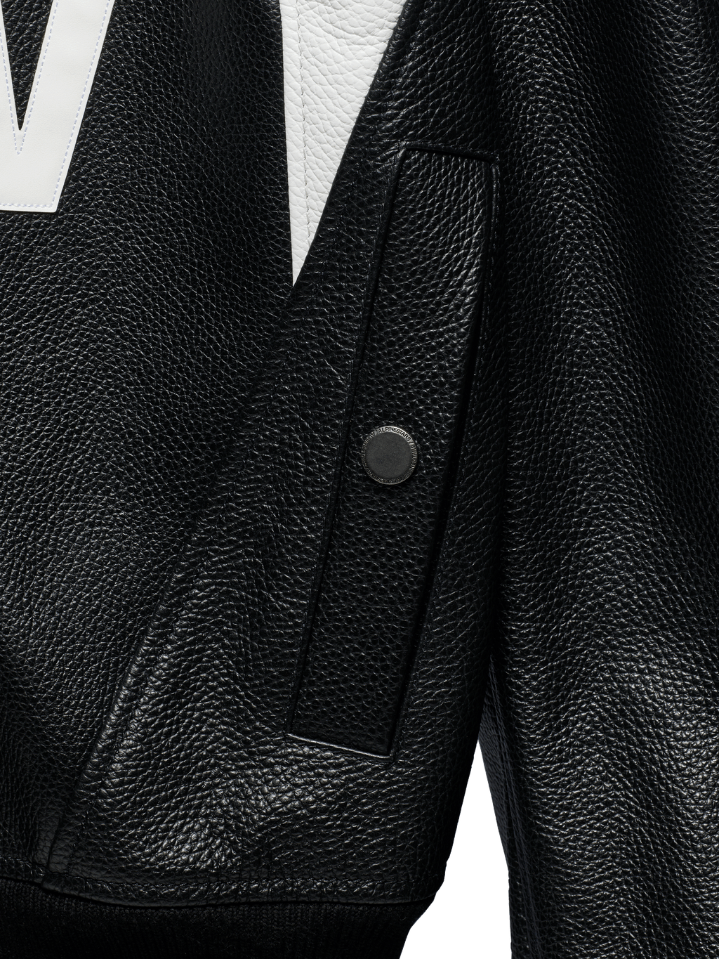 THE CHIEF BOMBER LEATHER JACKET BLACK WHITE RED