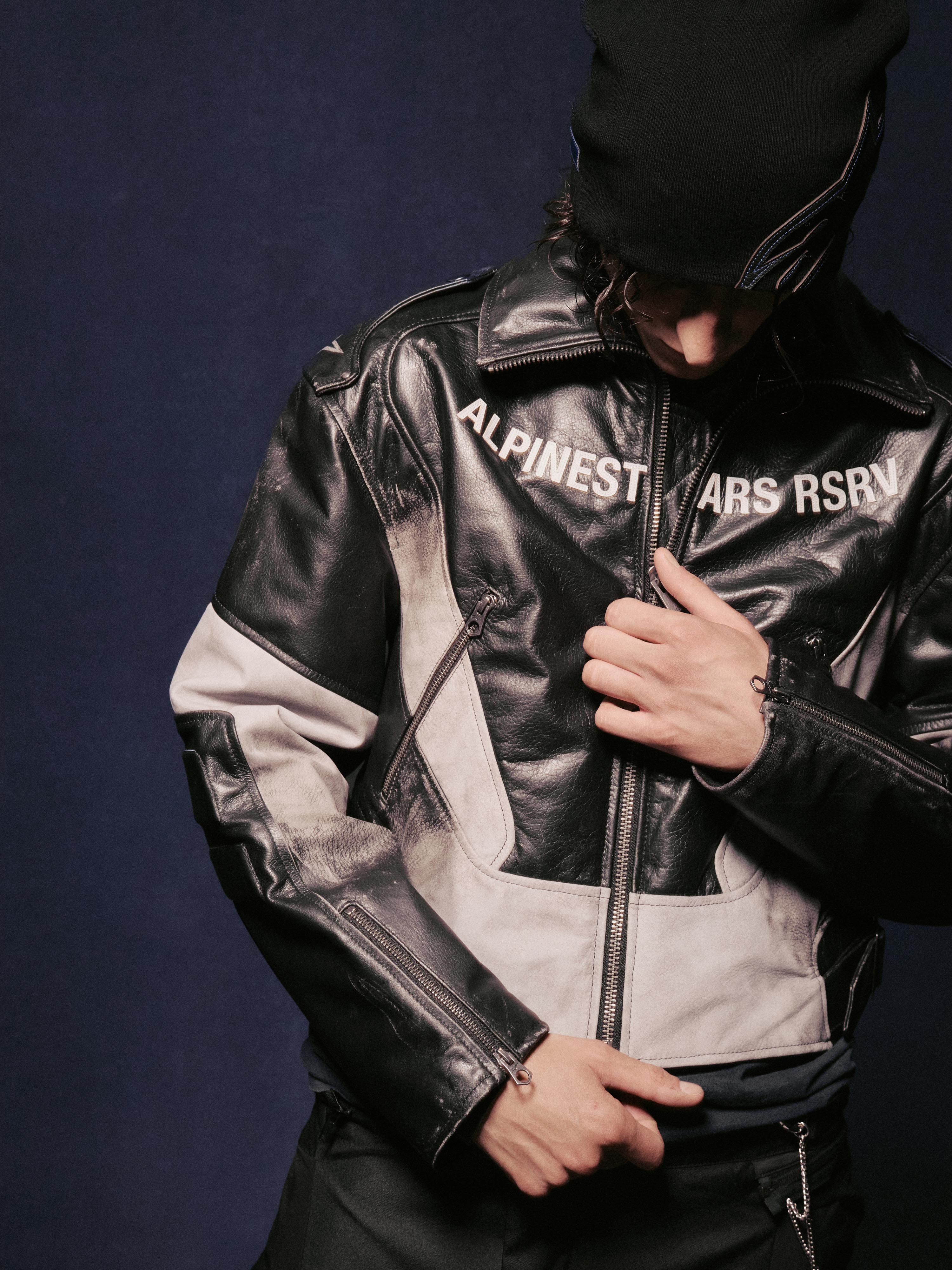 RSRV CLUBBER LEATHER JACKET BLACK ICE GREY