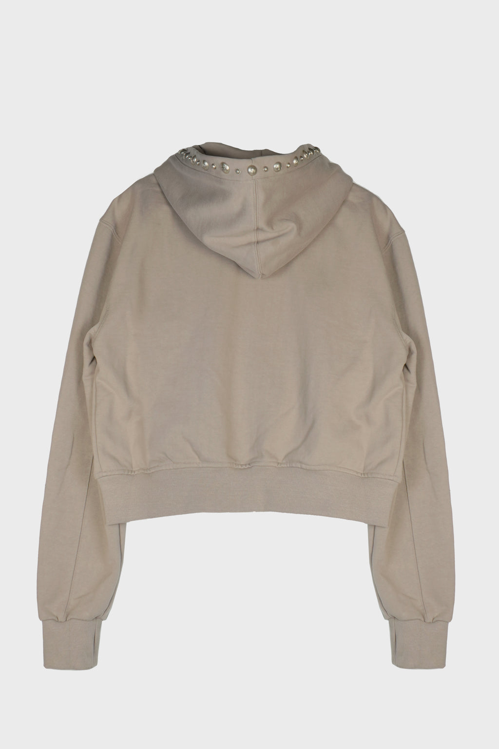 TC STUDDED LINE CROPPED ZIP-UP HOODIE BEIGE