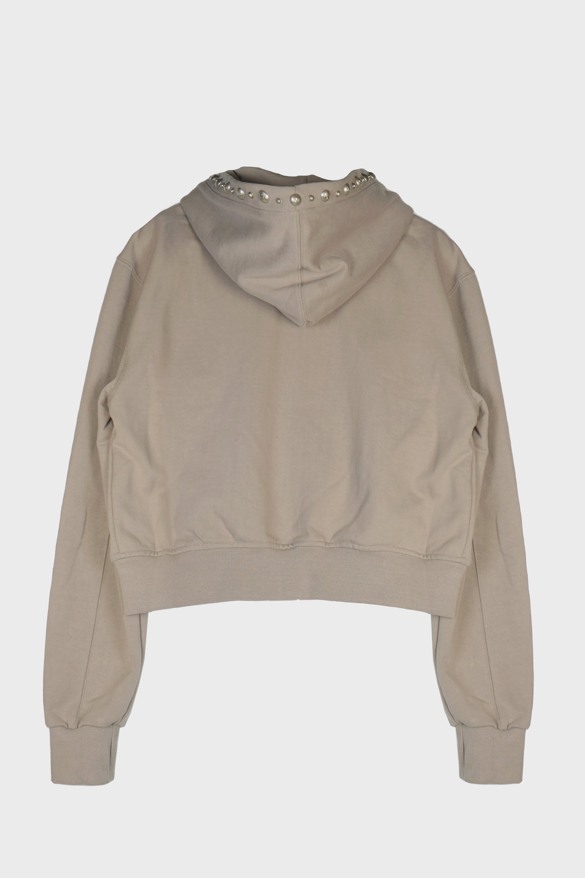 TC STUDDED LINE CROPPED ZIP-UP HOODIE BEIGE