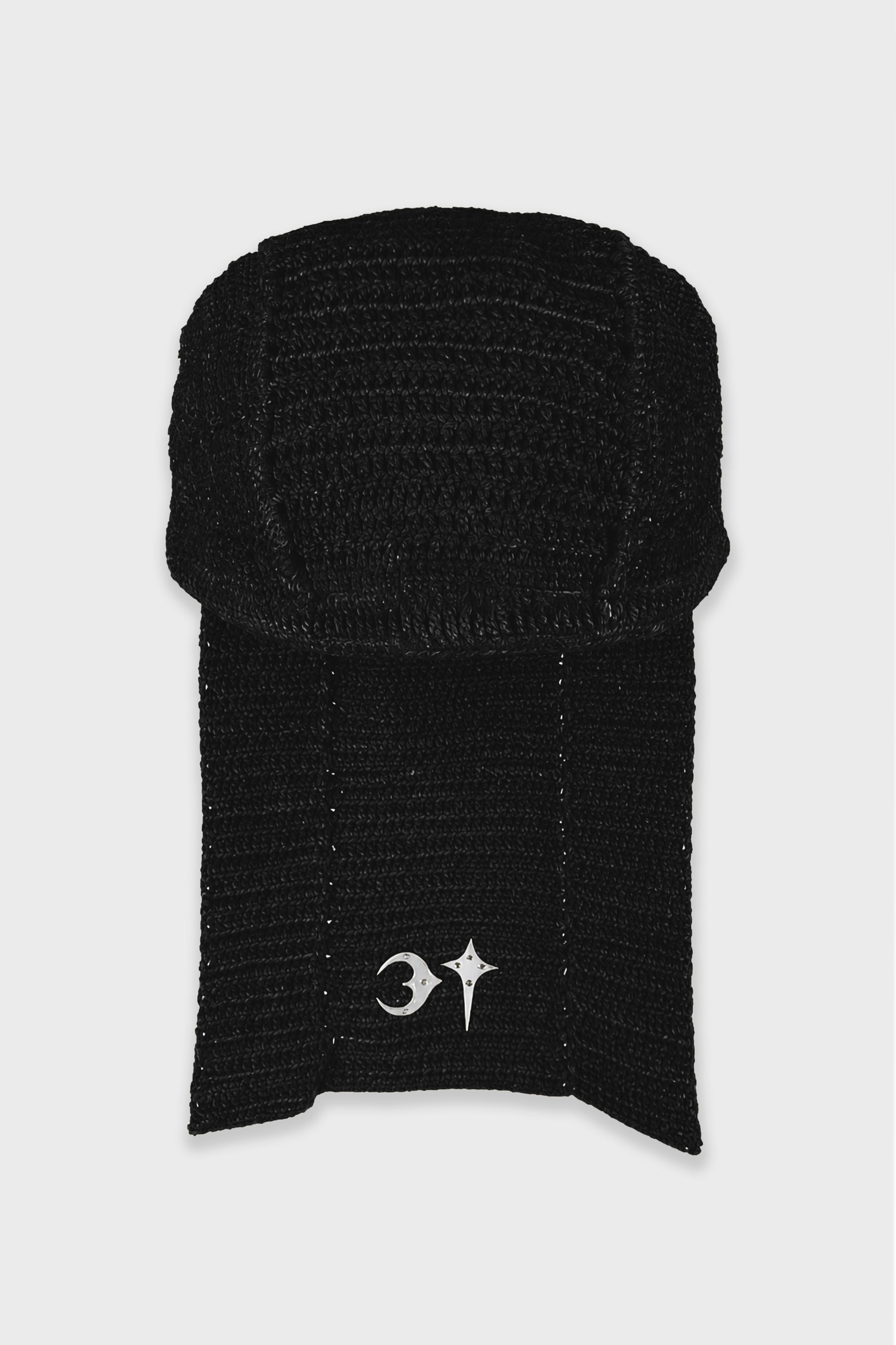 TC DESTROYED CROCHET TAIL HAT BLACK