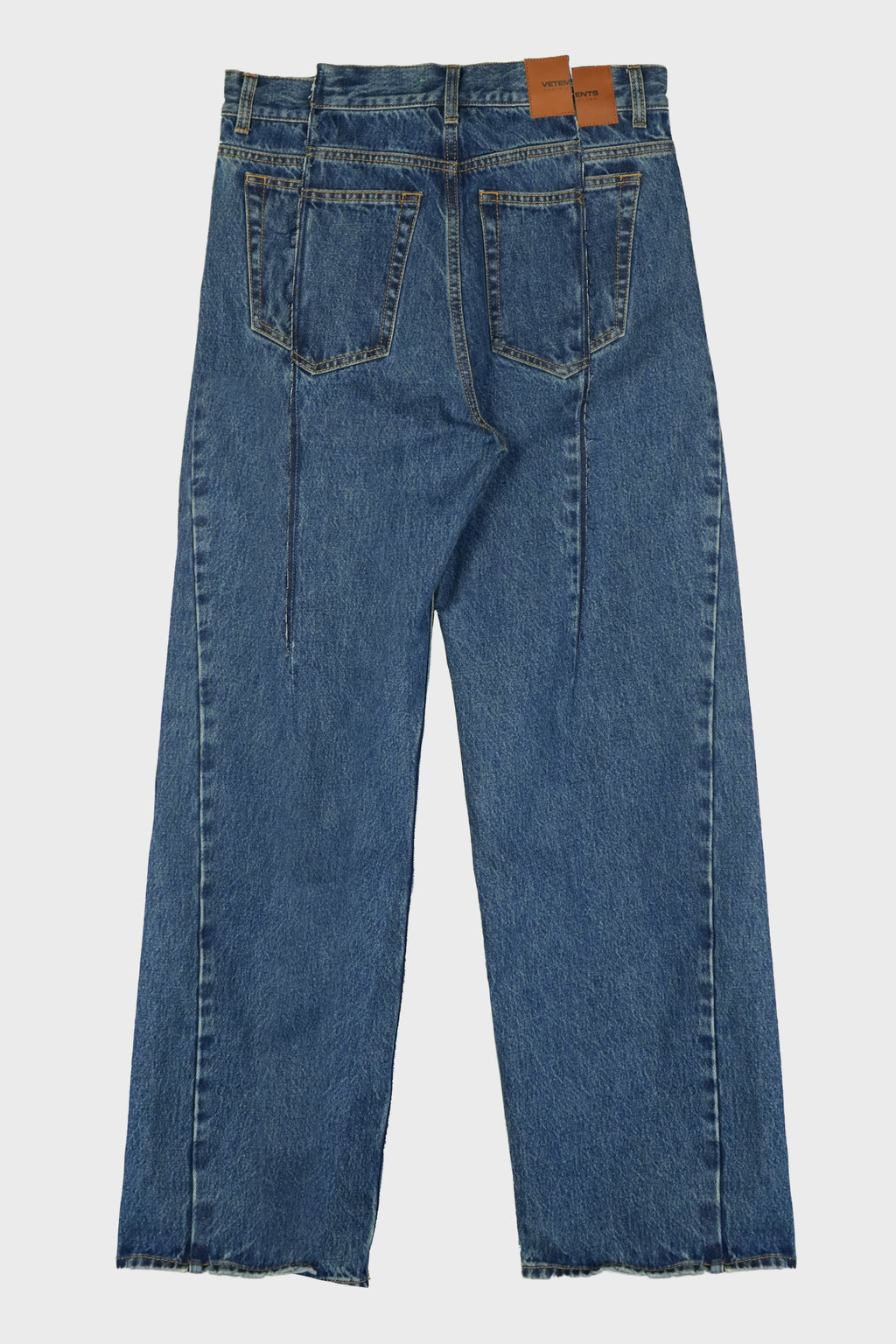 PINCHED CUT-UP JEANS MID BLUE