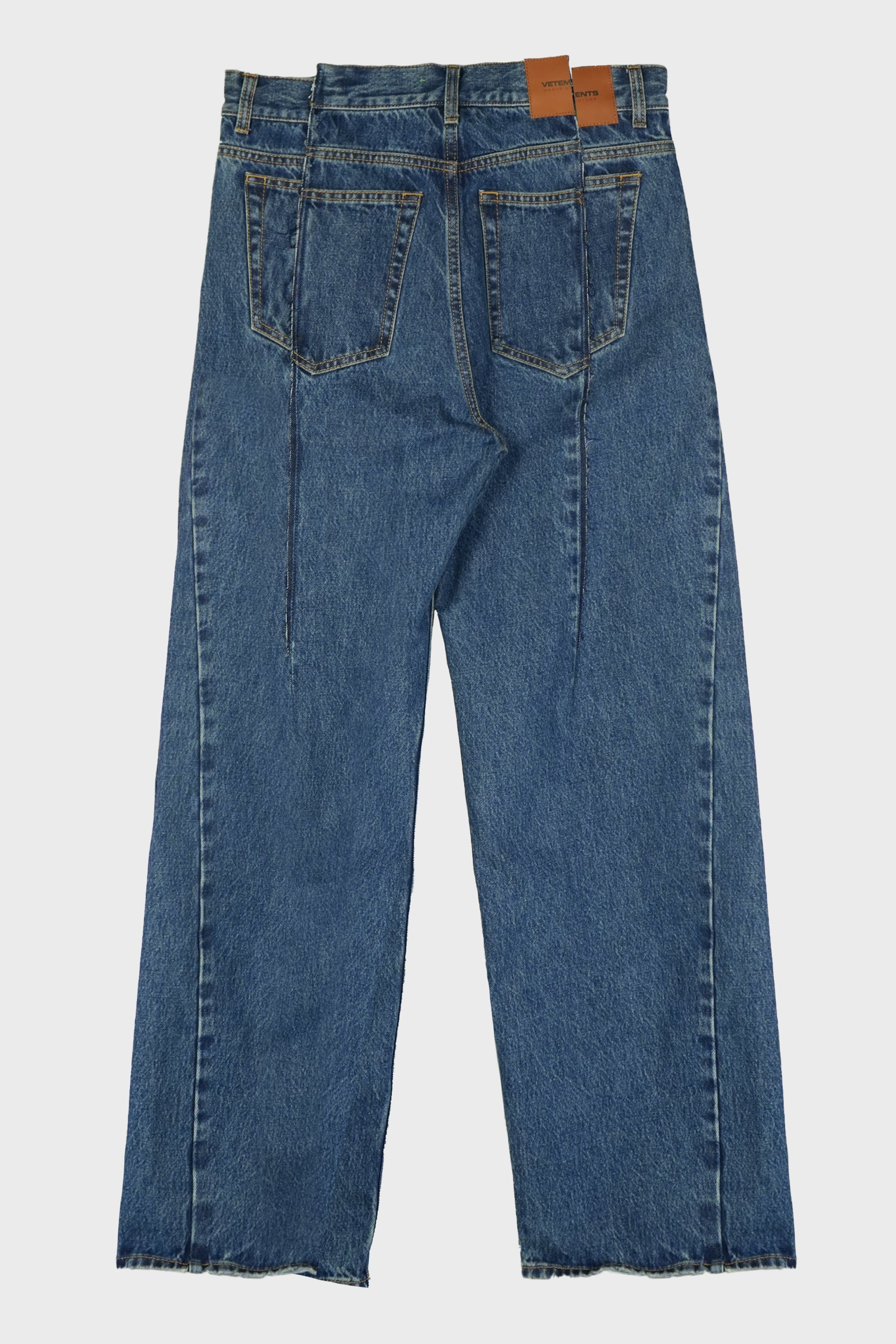 PINCHED CUT-UP JEANS MID BLUE