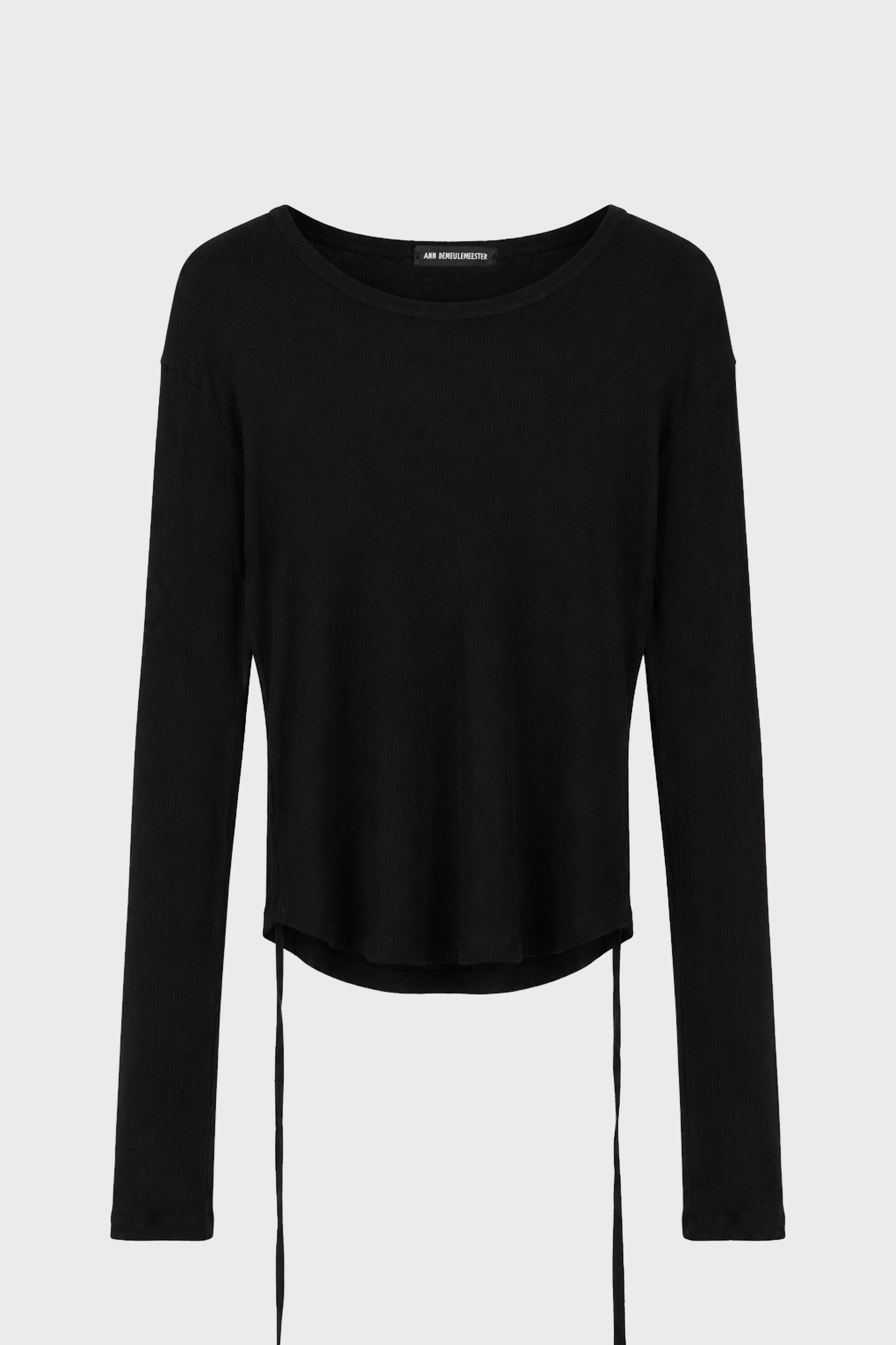 DOT WRINKLED CROPPED LONG SLEEVES TOP BLACK