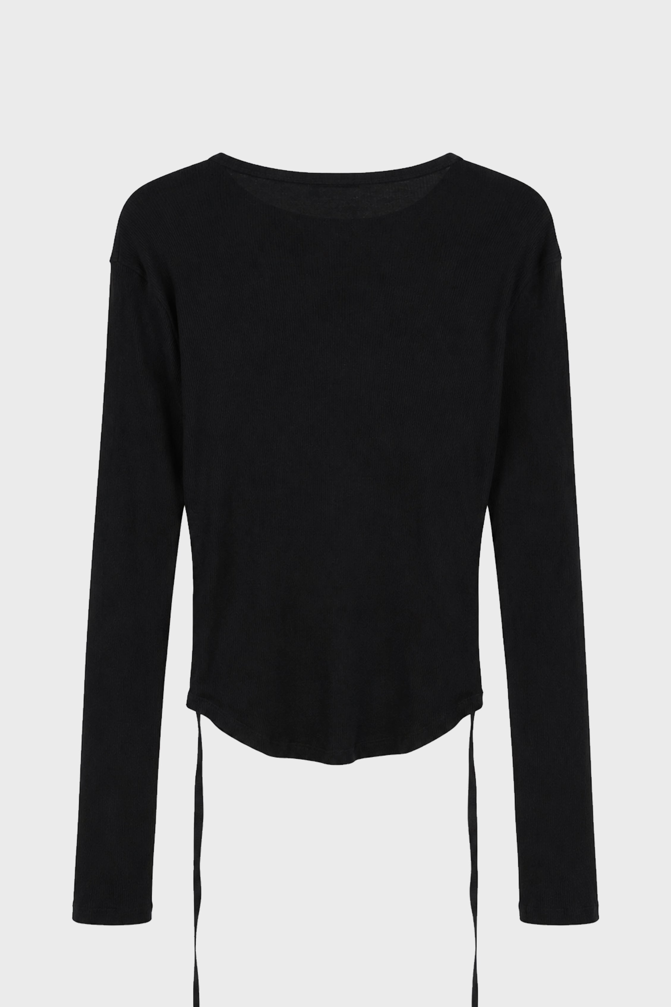 DOT WRINKLED CROPPED LONG SLEEVES TOP BLACK