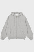 EMBROIDERED BACK ZIPUP HOODIE GREY MELANGE