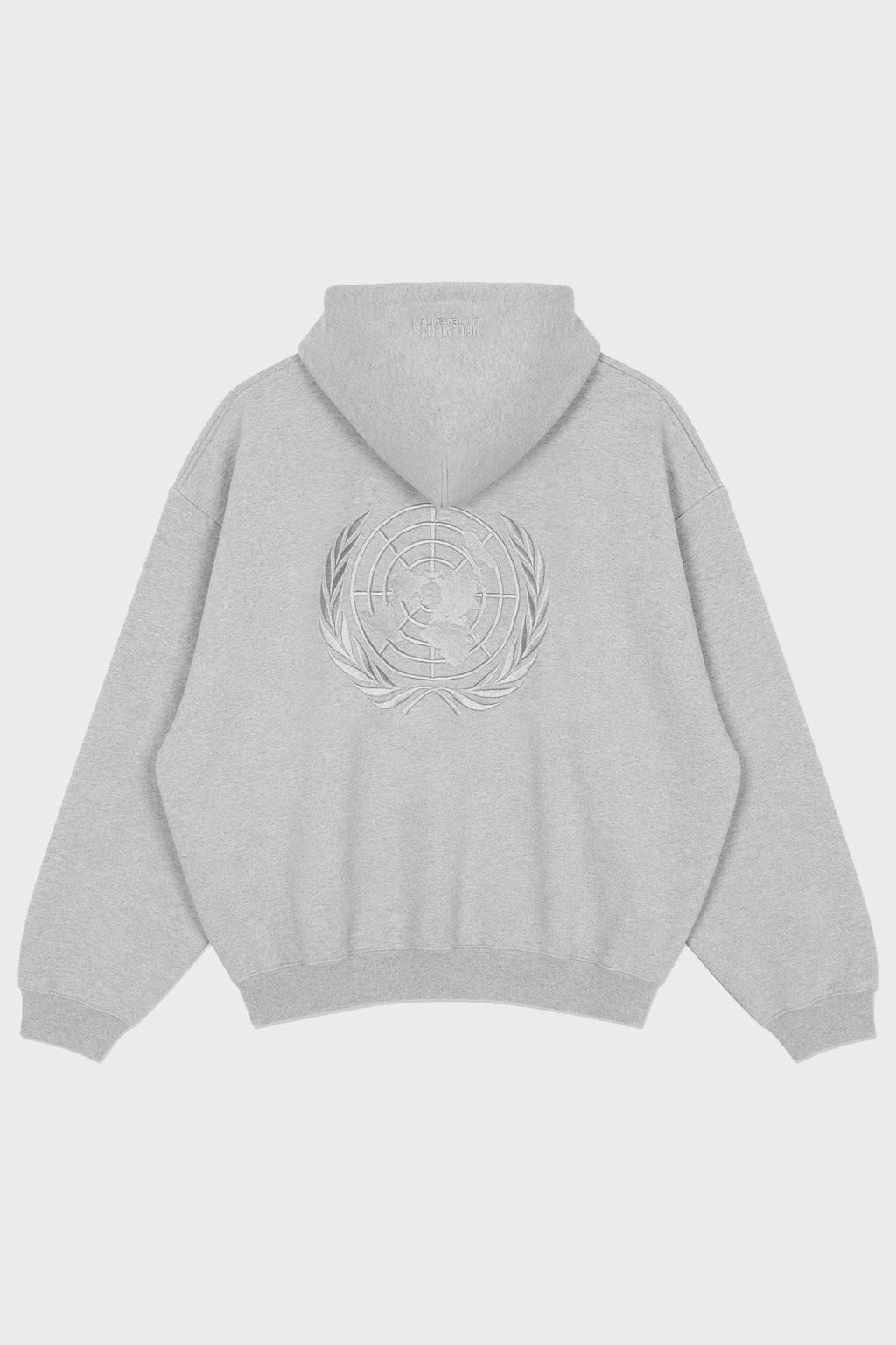 EMBROIDERED BACK ZIPUP HOODIE GREY MELANGE