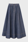 LONG VOLUMINOUS DENIM SKIRT INDIGO