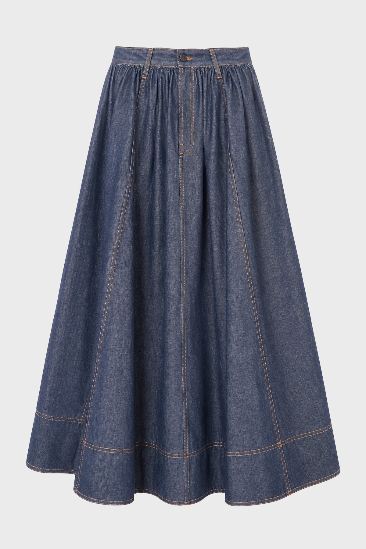 LONG VOLUMINOUS DENIM SKIRT INDIGO