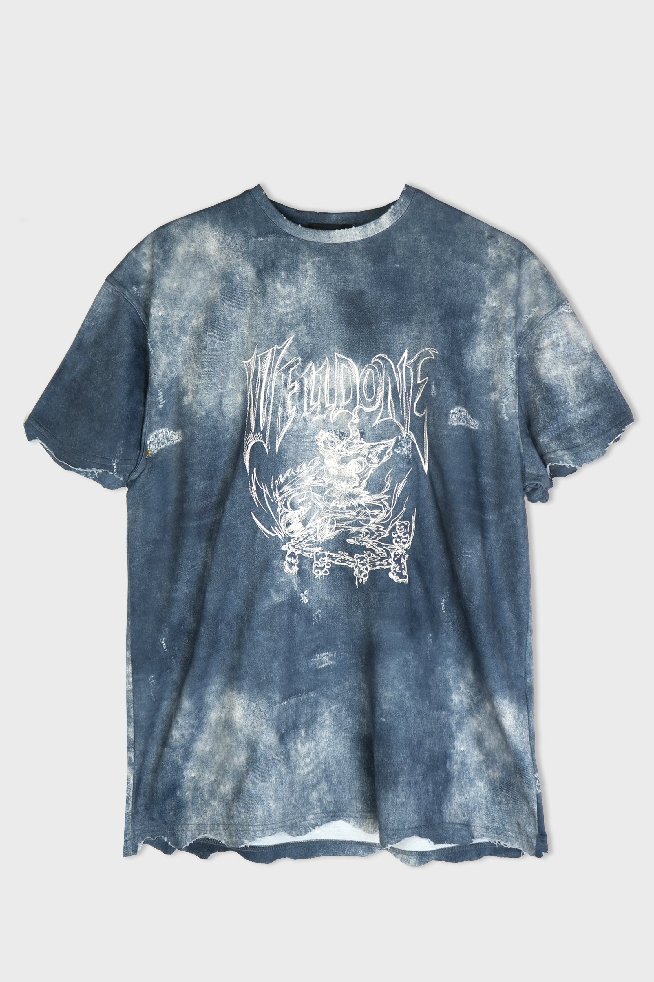 TROMPE L'OEIL DENIM PRINTED T-SHIRT BLUE
