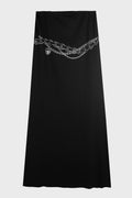WOMENS CHAIN PRINT MAXI SKIRT BLACK